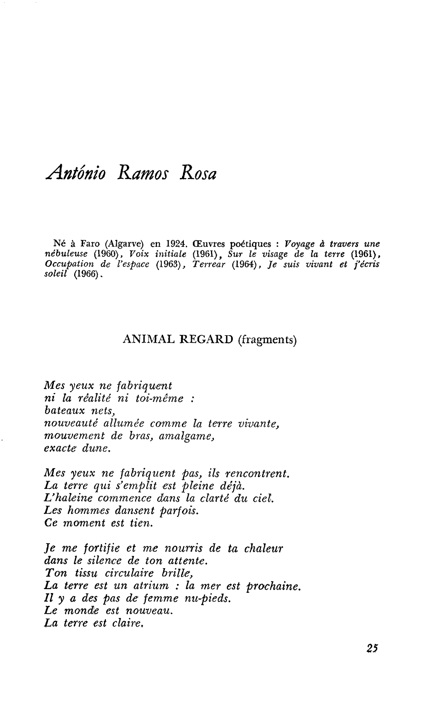 Poètes portugais : António Ramos Rosa