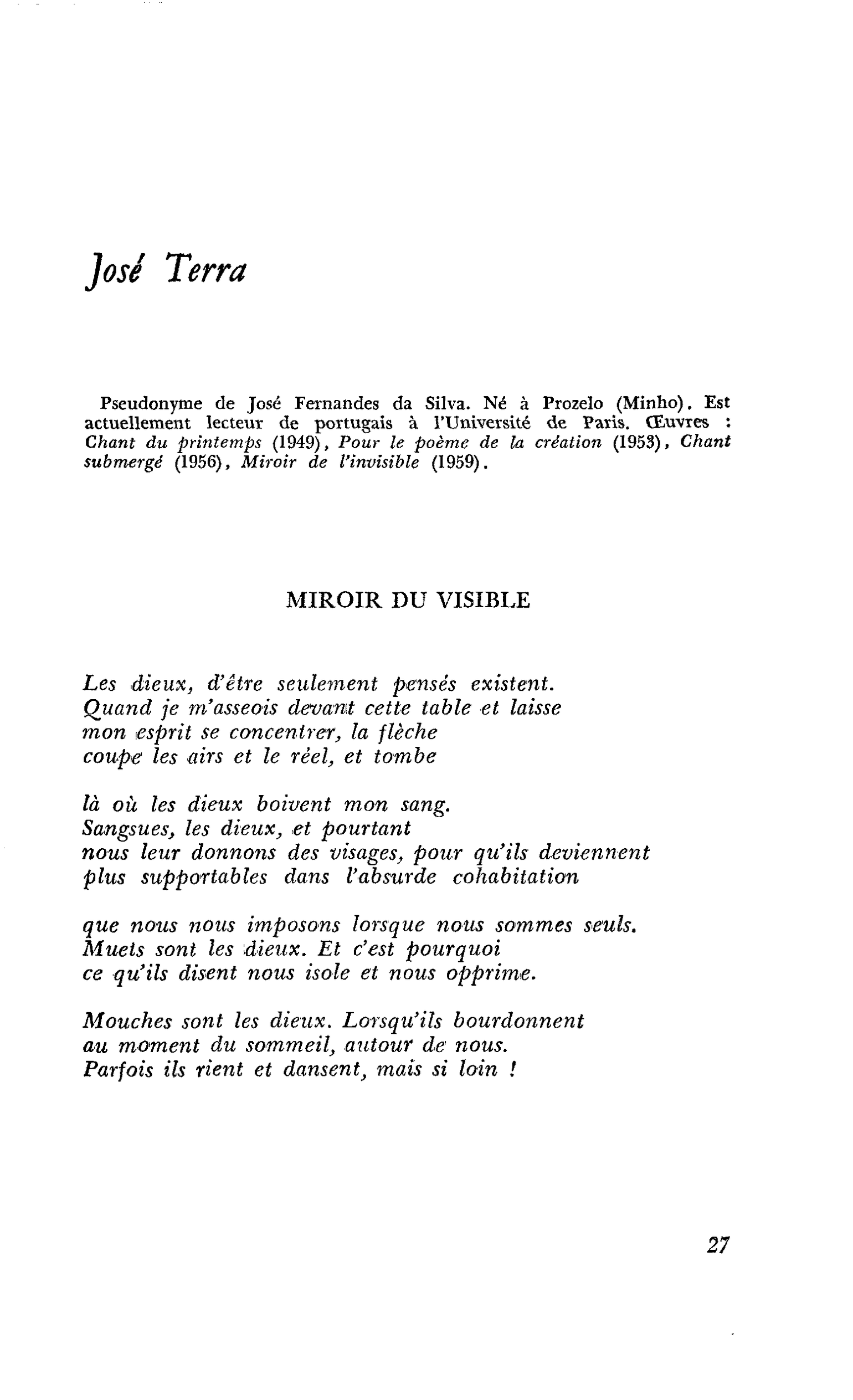 Poètes portugais : José Terra