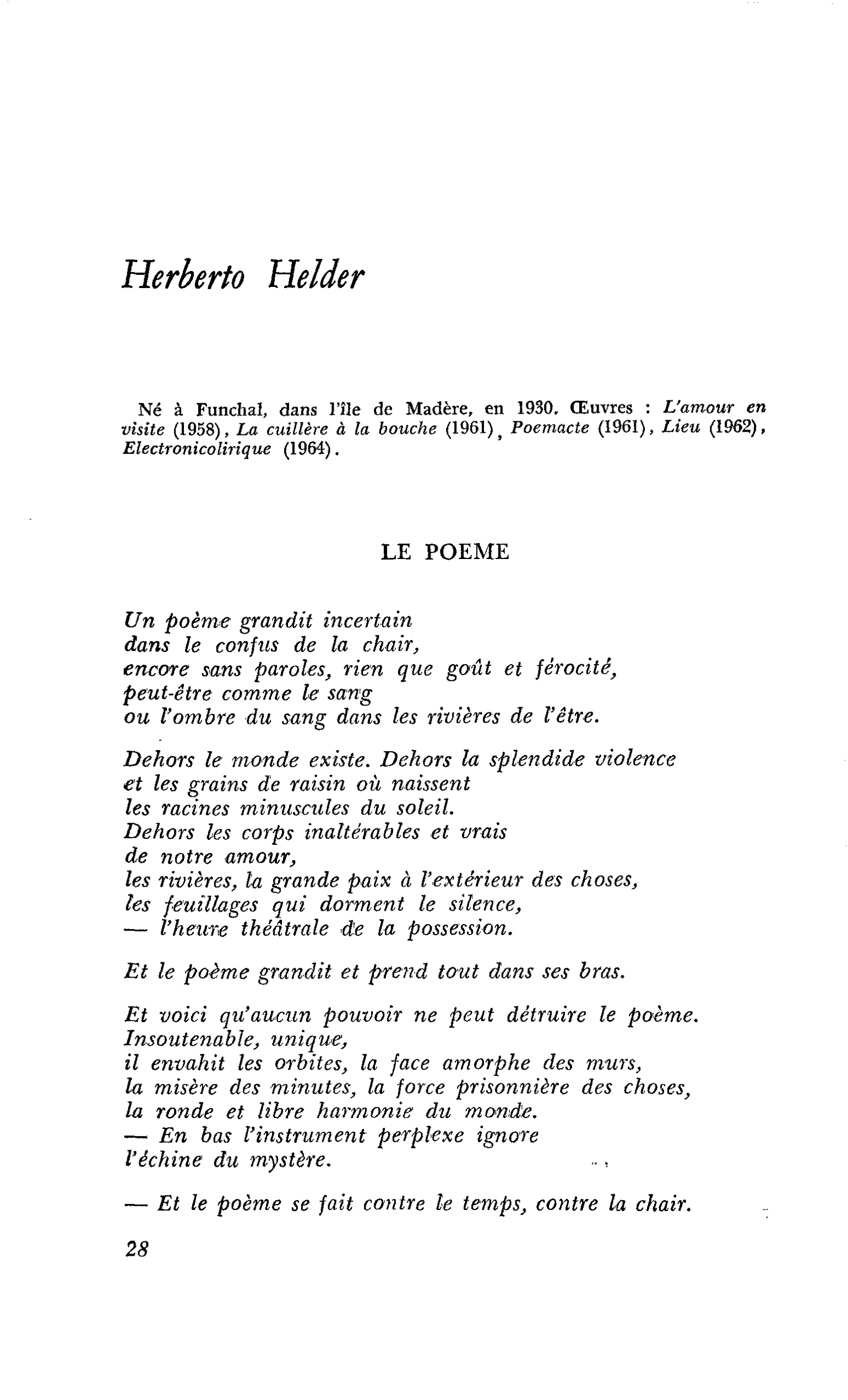 Poètes portugais : Herberto Helder