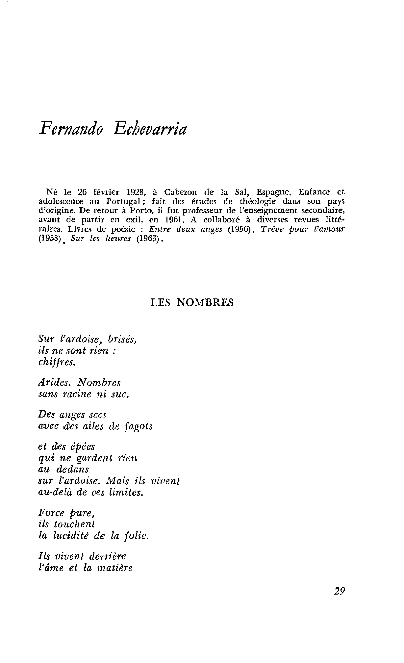 Poètes portugais : Fernando Echevarria