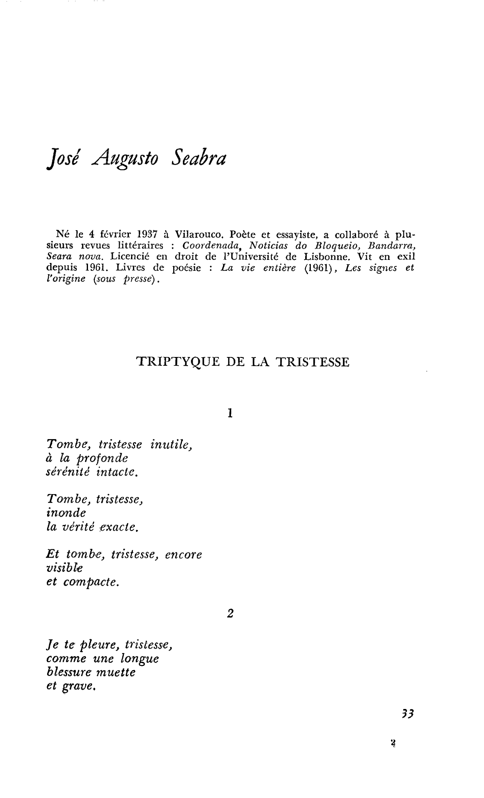 Poètes portugais : José Augusto Seabra