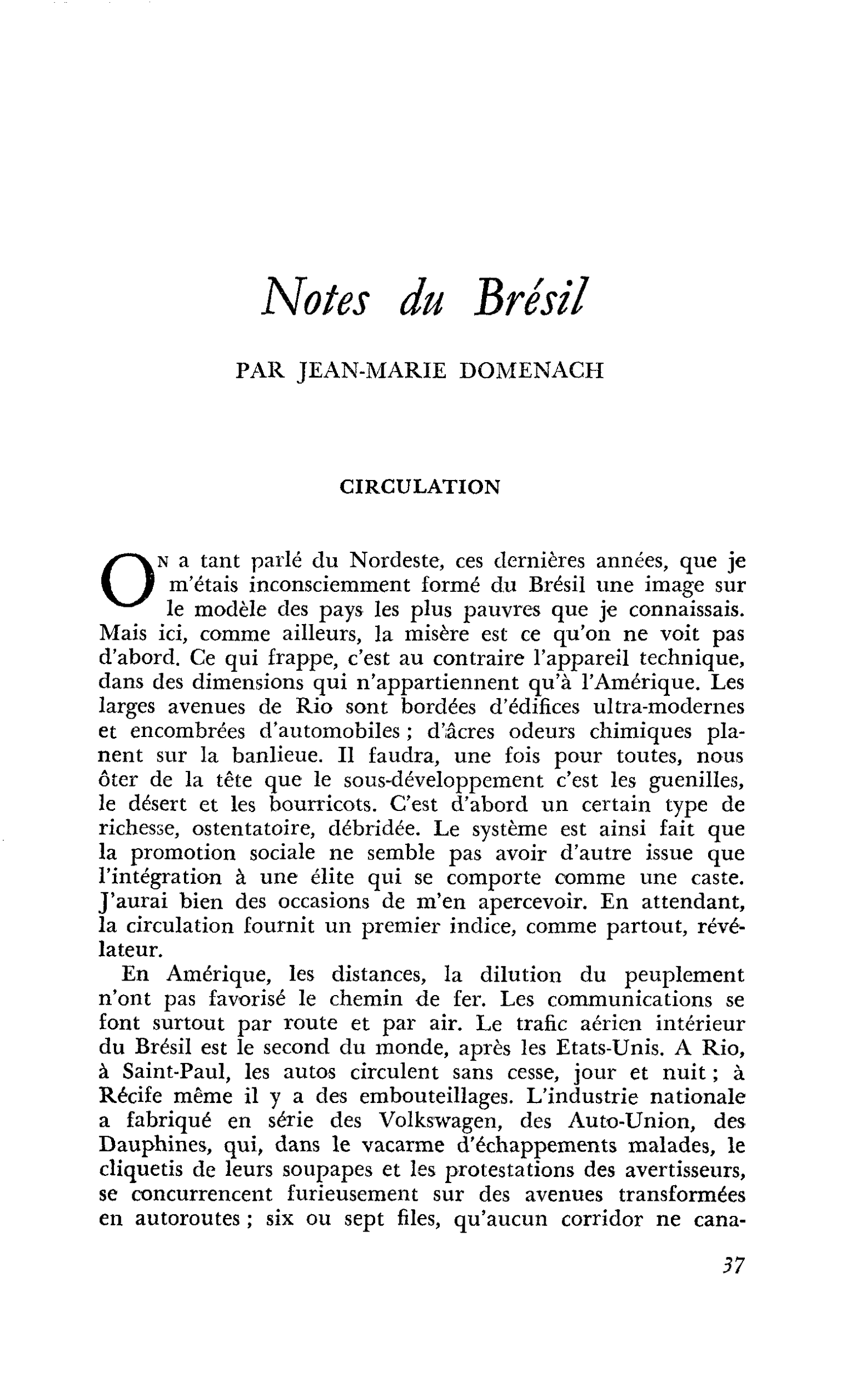 Notes du Brésil