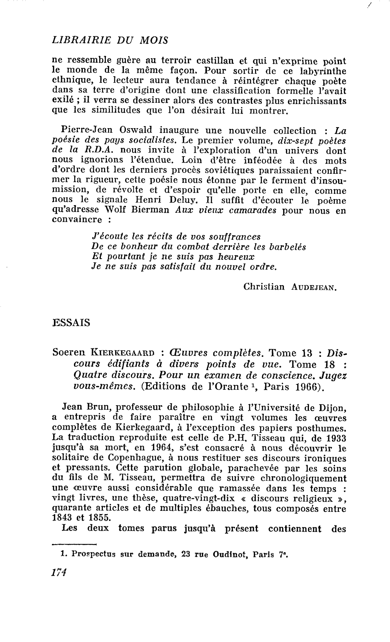 Soeren Kierkegaard : Oeuvres complètes. Tome 13 : Discours édifiants à divers points de vue. Tome 18 : Quatre discours. Pour un examen de conscience. Jugez vous-mêmes.