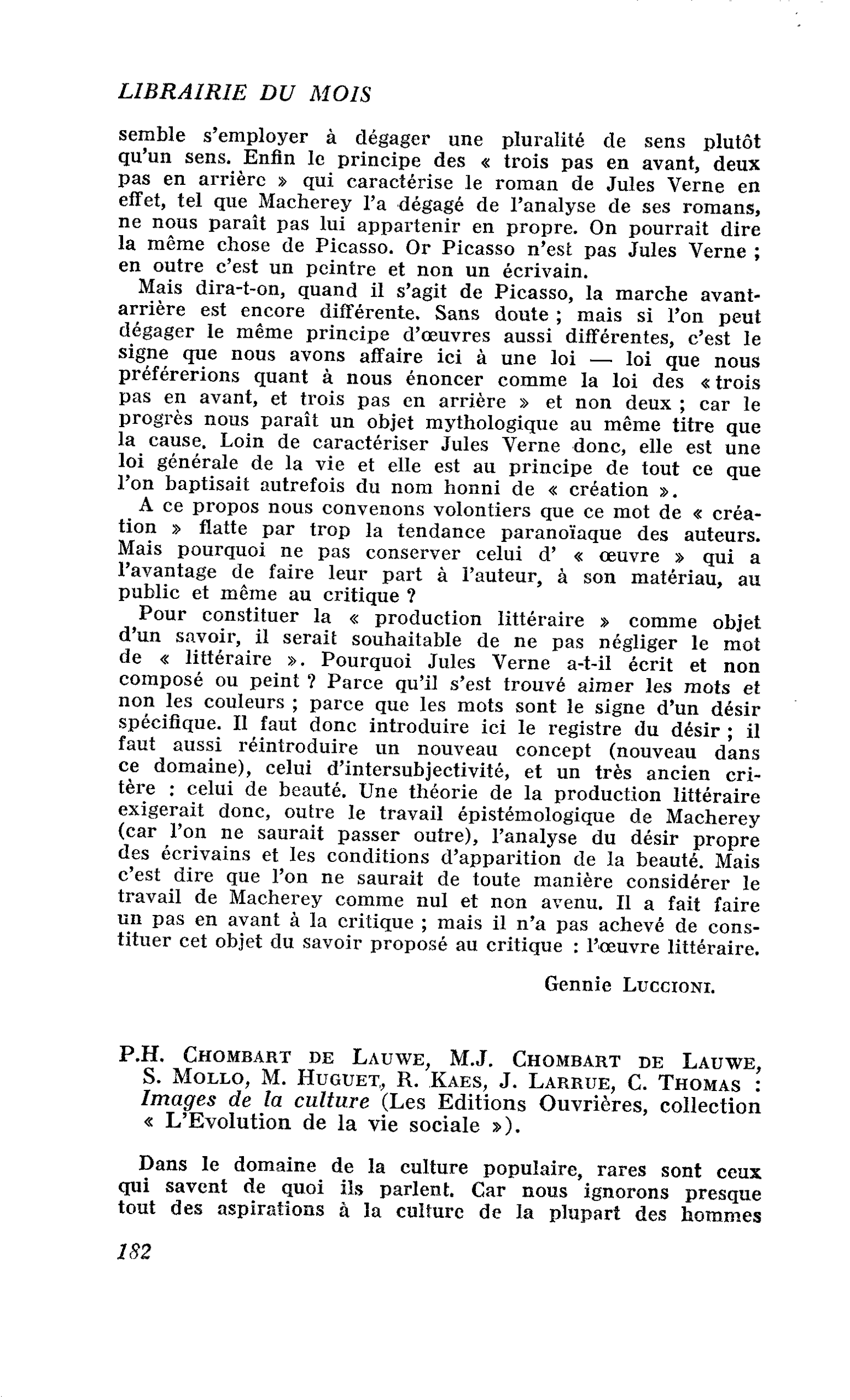P.H. Chombart de Lauwe, M.J. Chombart de Lauwe, S. Mollo, M. Huguet, R. Kaes, J. Larrue, C. Thomas : Images de la culture