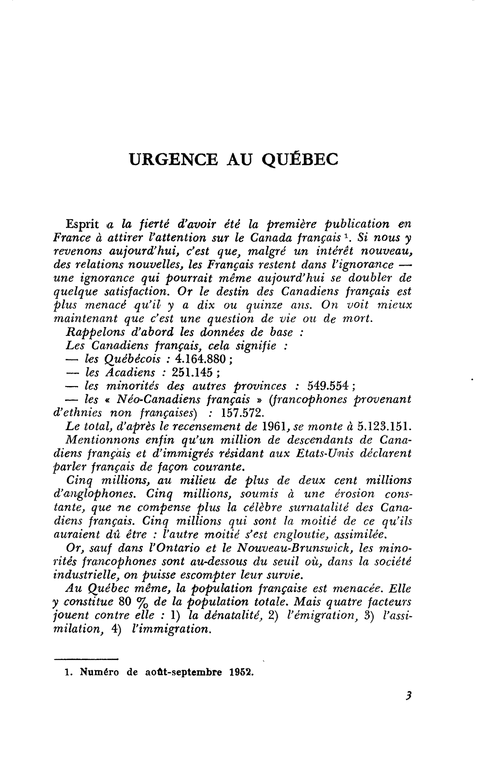 URGENCE AU QUÉBEC