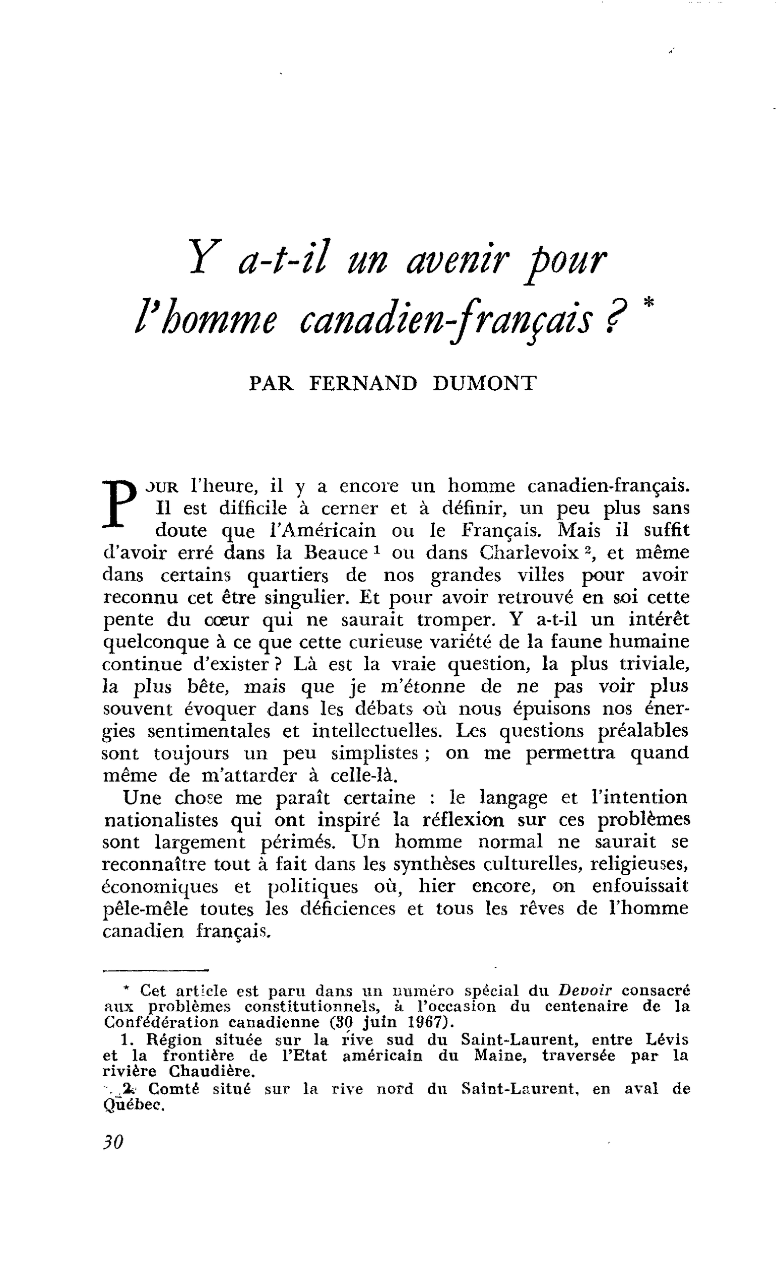 Y a-t-il un avenir pour l’homme canadien-français ?