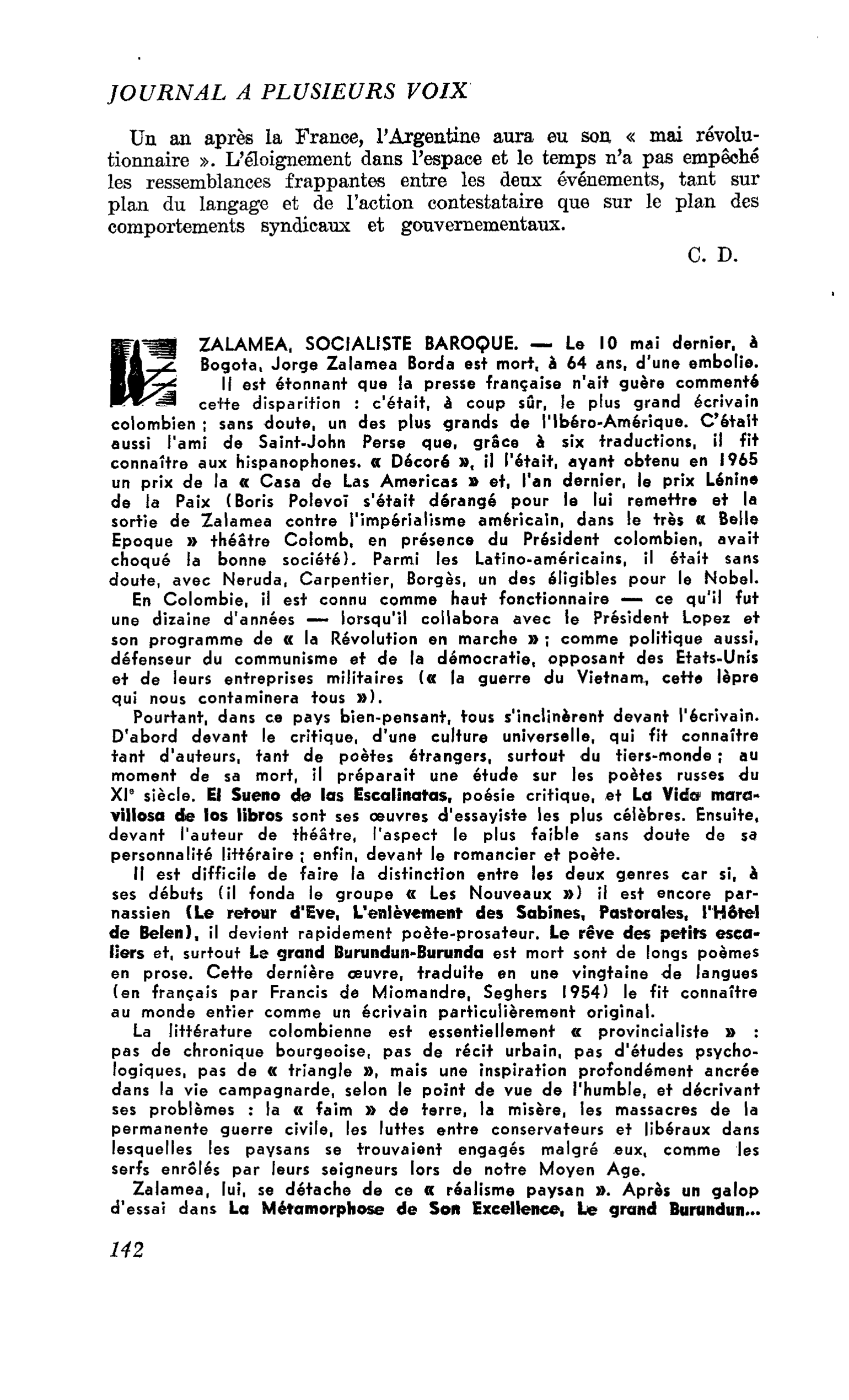 ZALAMEA, SOCIALISTE BAROQUE