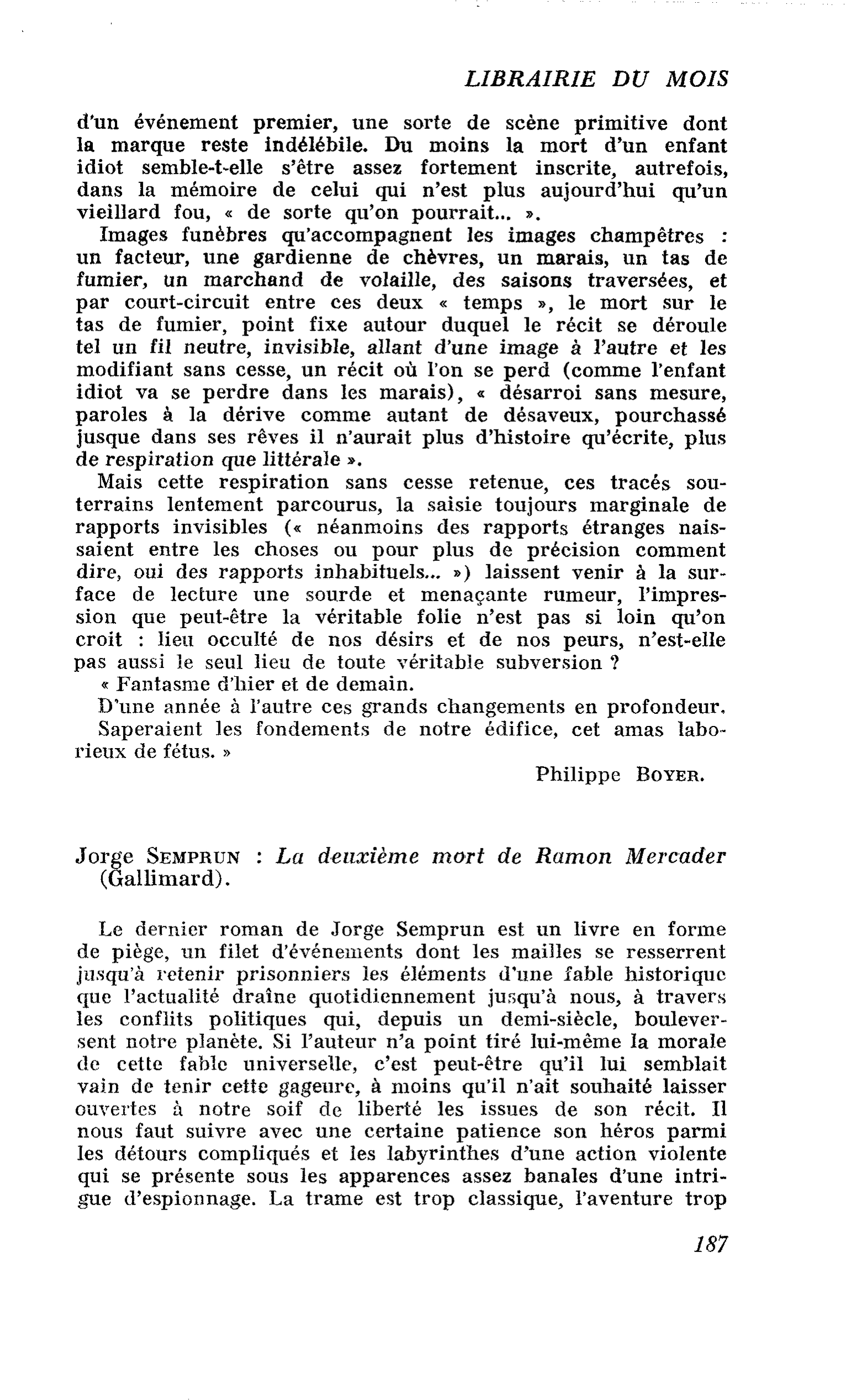 Jorge Semprun : La deuxième mort de Ramon Mercader