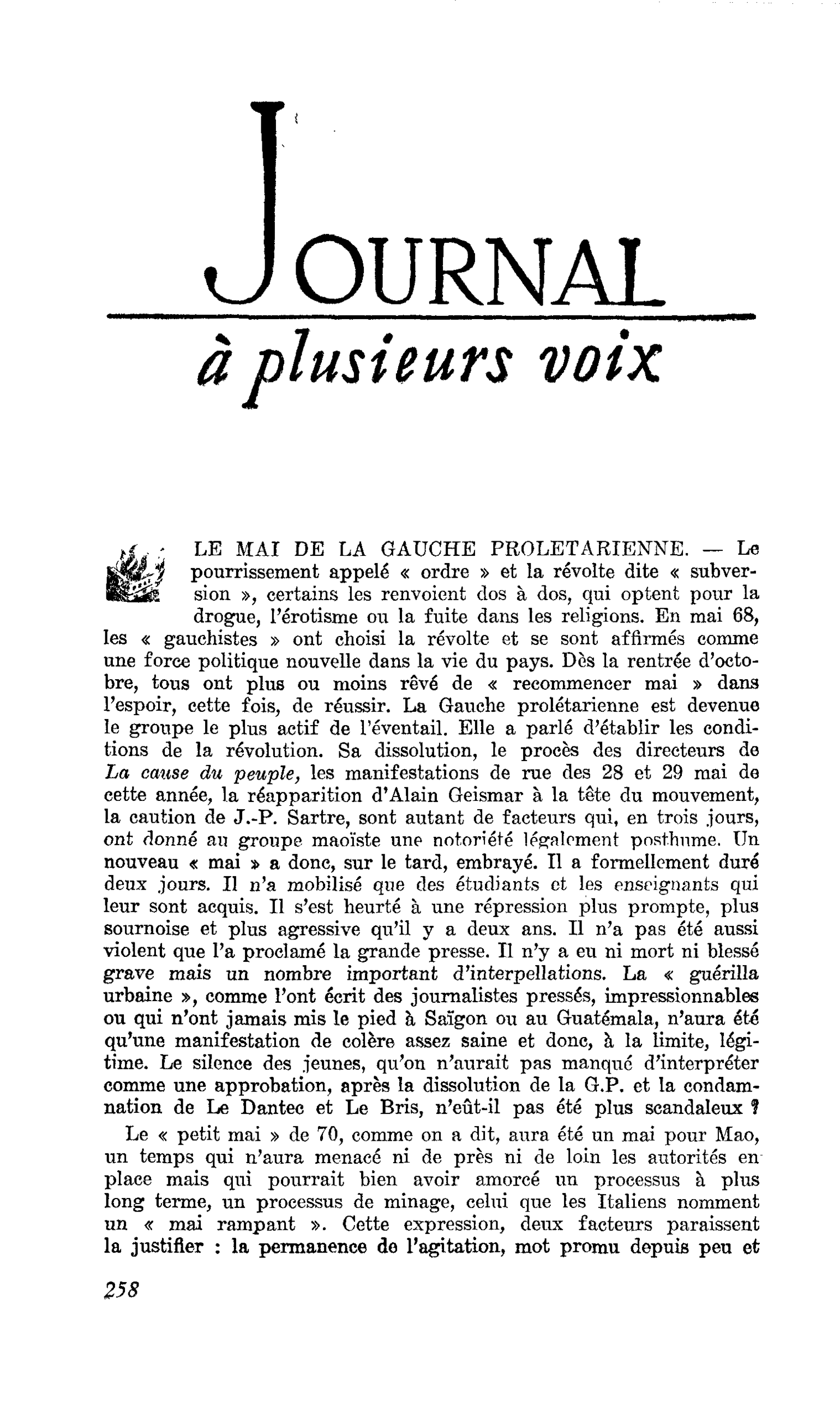 LE MAI DE LA GAUCHE PROLETARIENNE