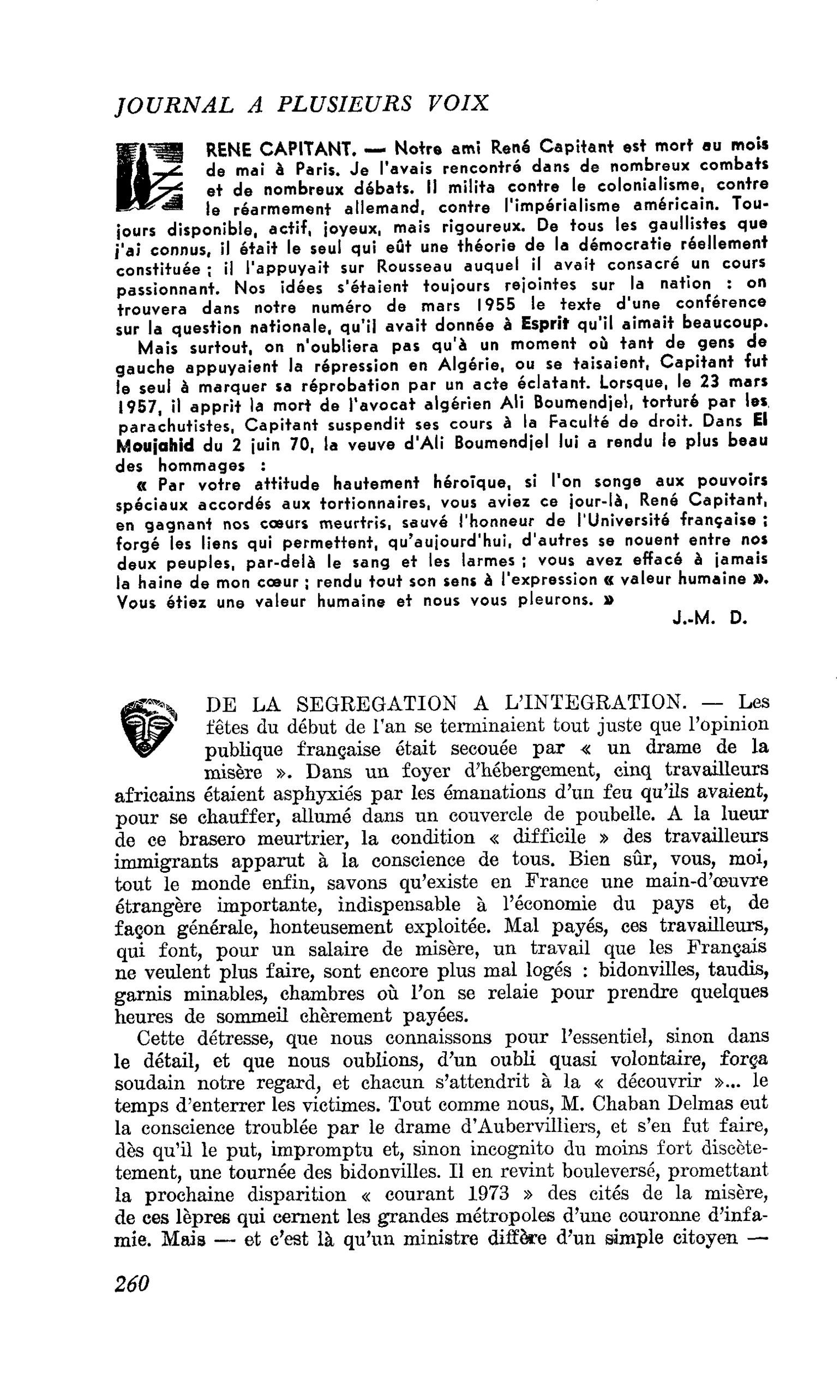 DE LA SEGREGATION A L’INTEGRATION