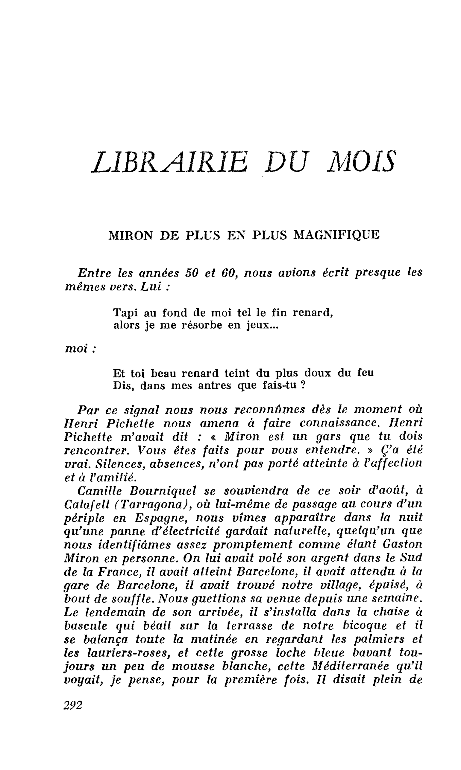 MIRON DE PLUS EN PLUS MAGNIFIQUE