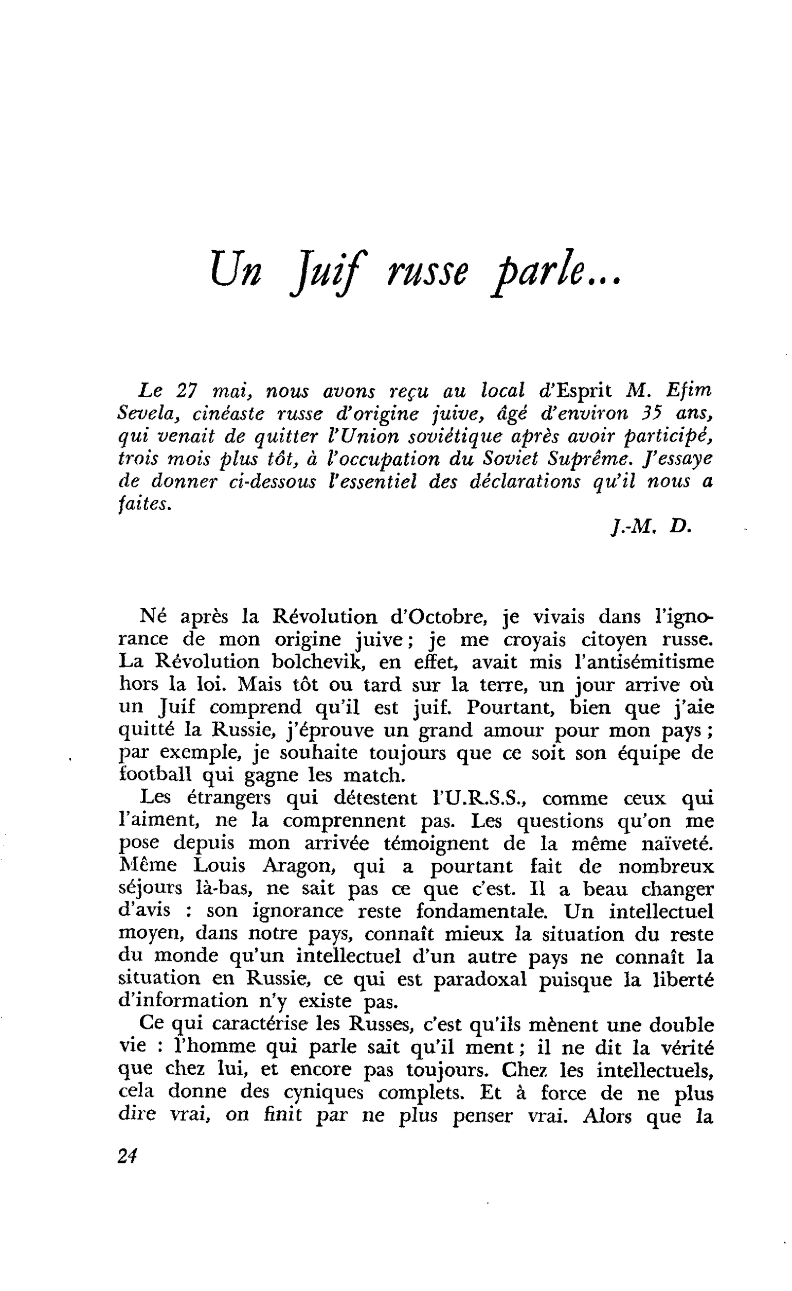 Un Juif russe parle…