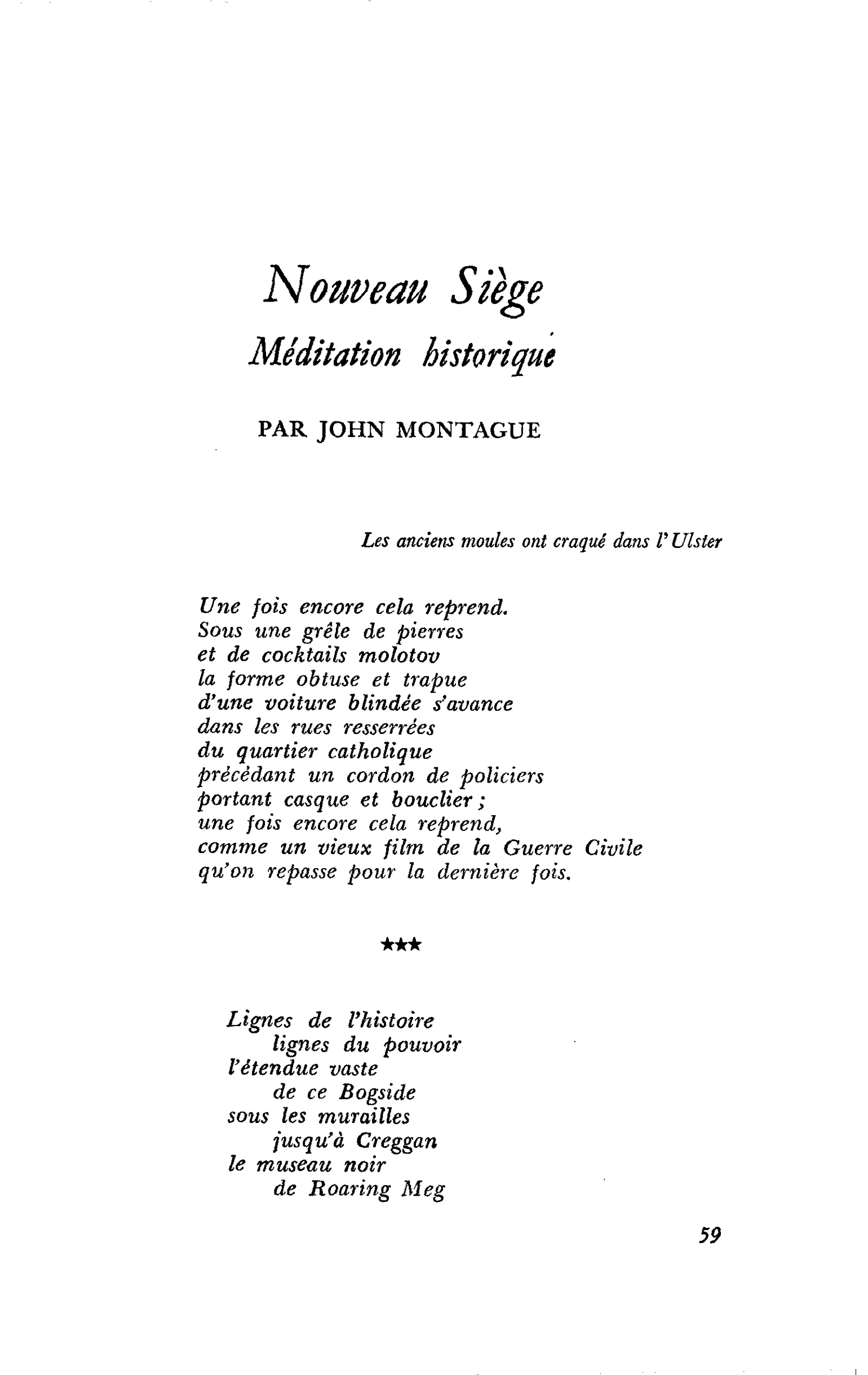 Nouveau Siège Méditation historique