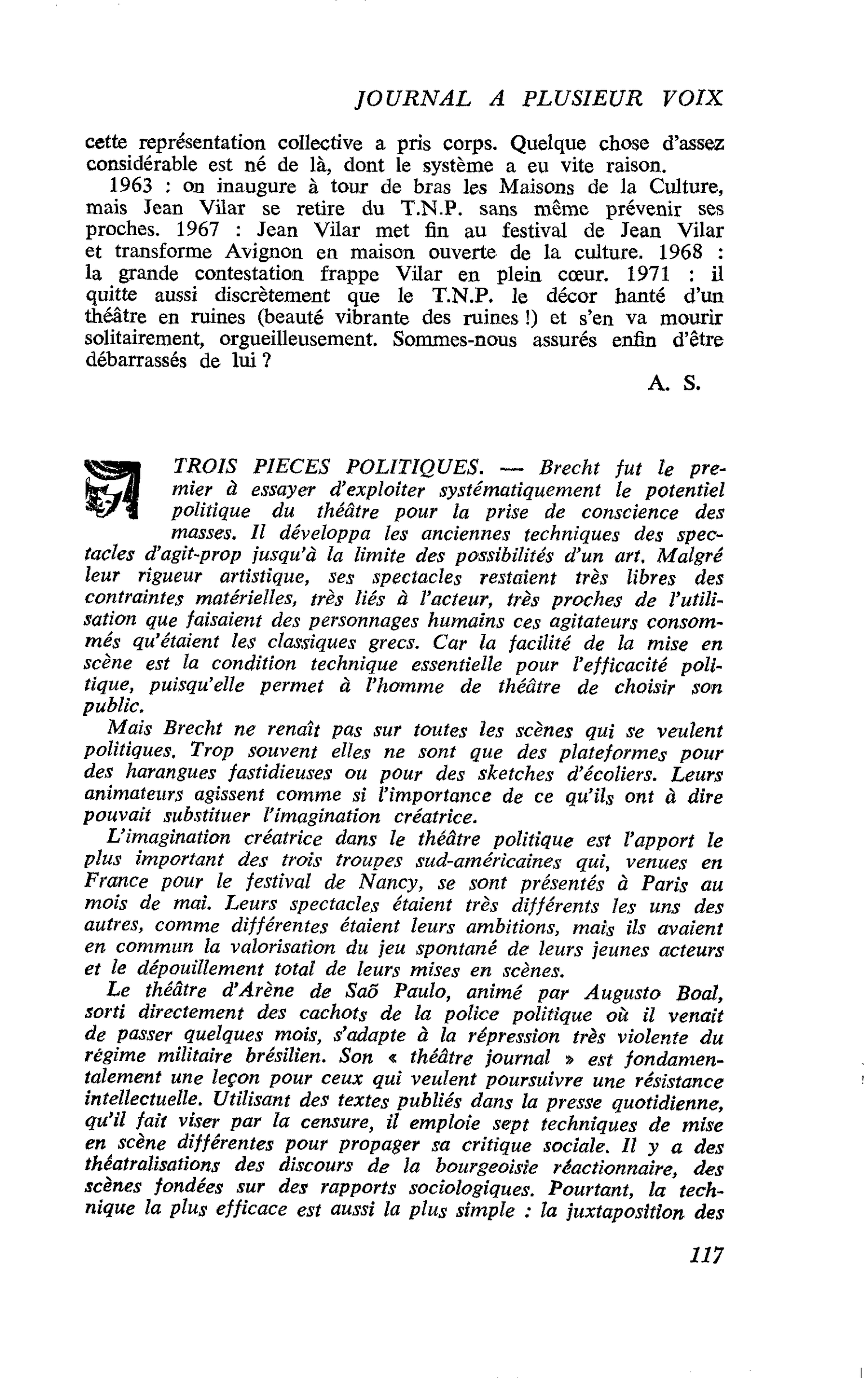 TROIS PIECES POLITIQUES
