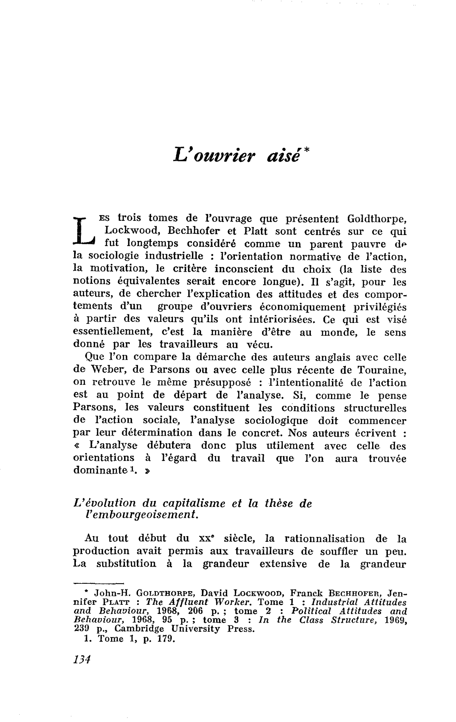 L’ouvrier aisé