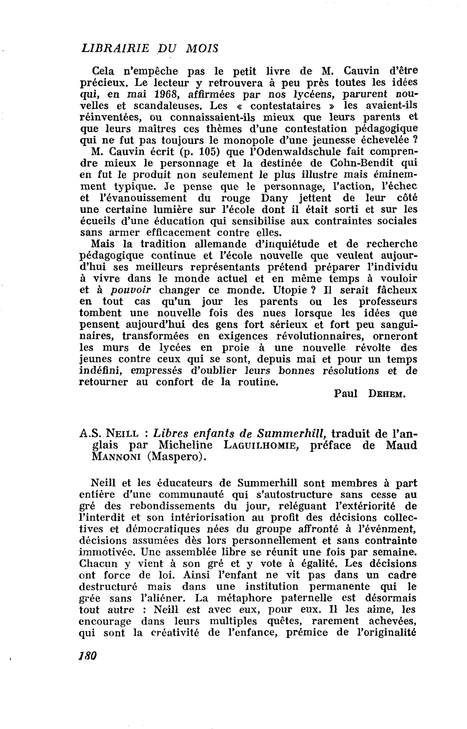 A.S. Neill : Libres enfants de Summerhill