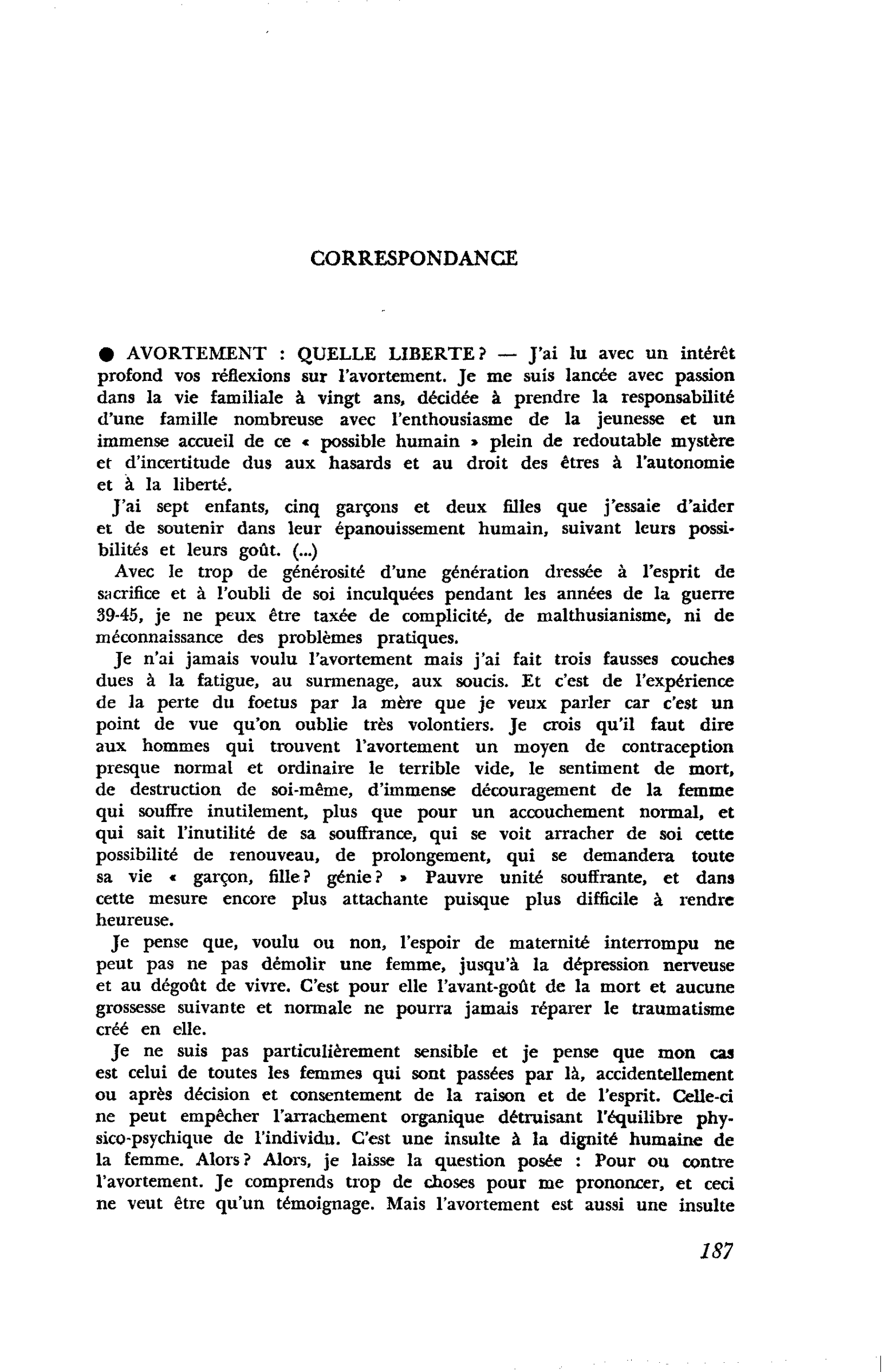 AVORTEMENT : QUELLE LIBERTE ?
