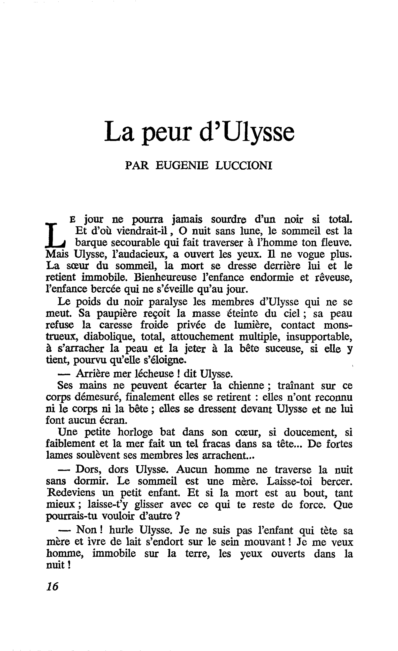 La peur d’Ulysse