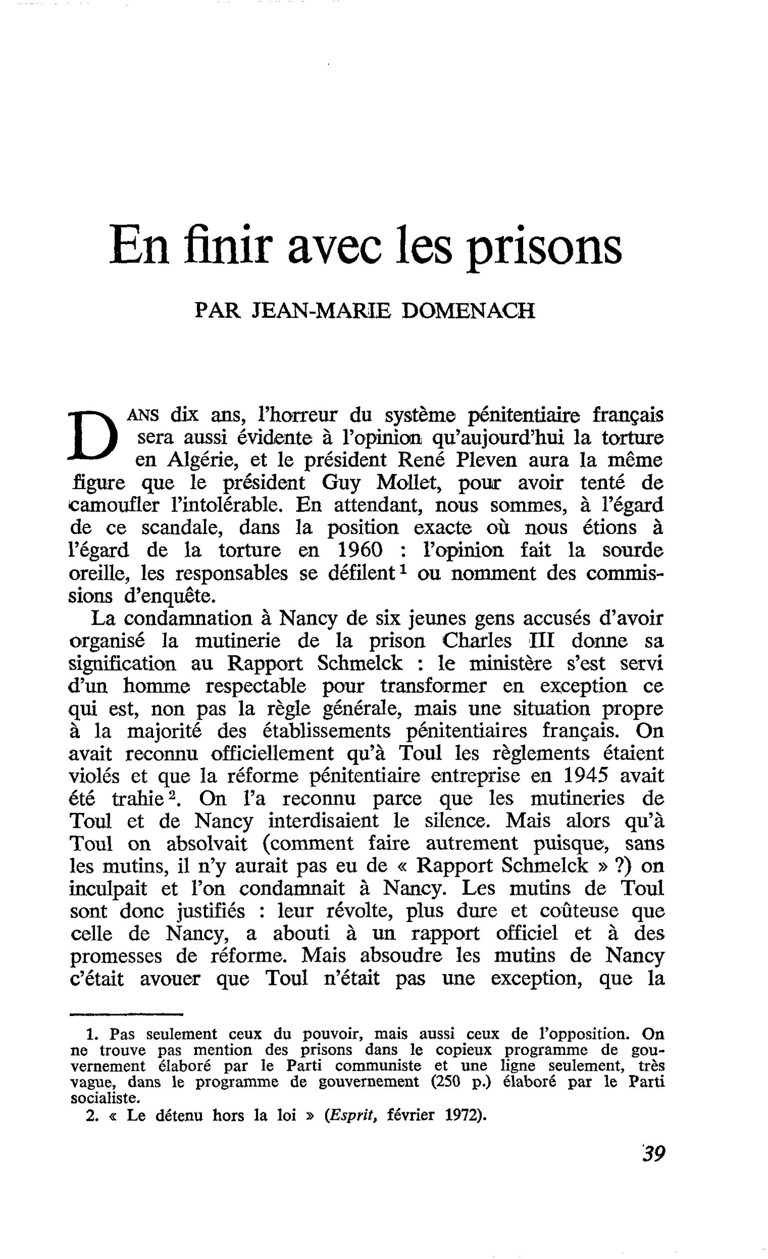 En finir avec les prisons