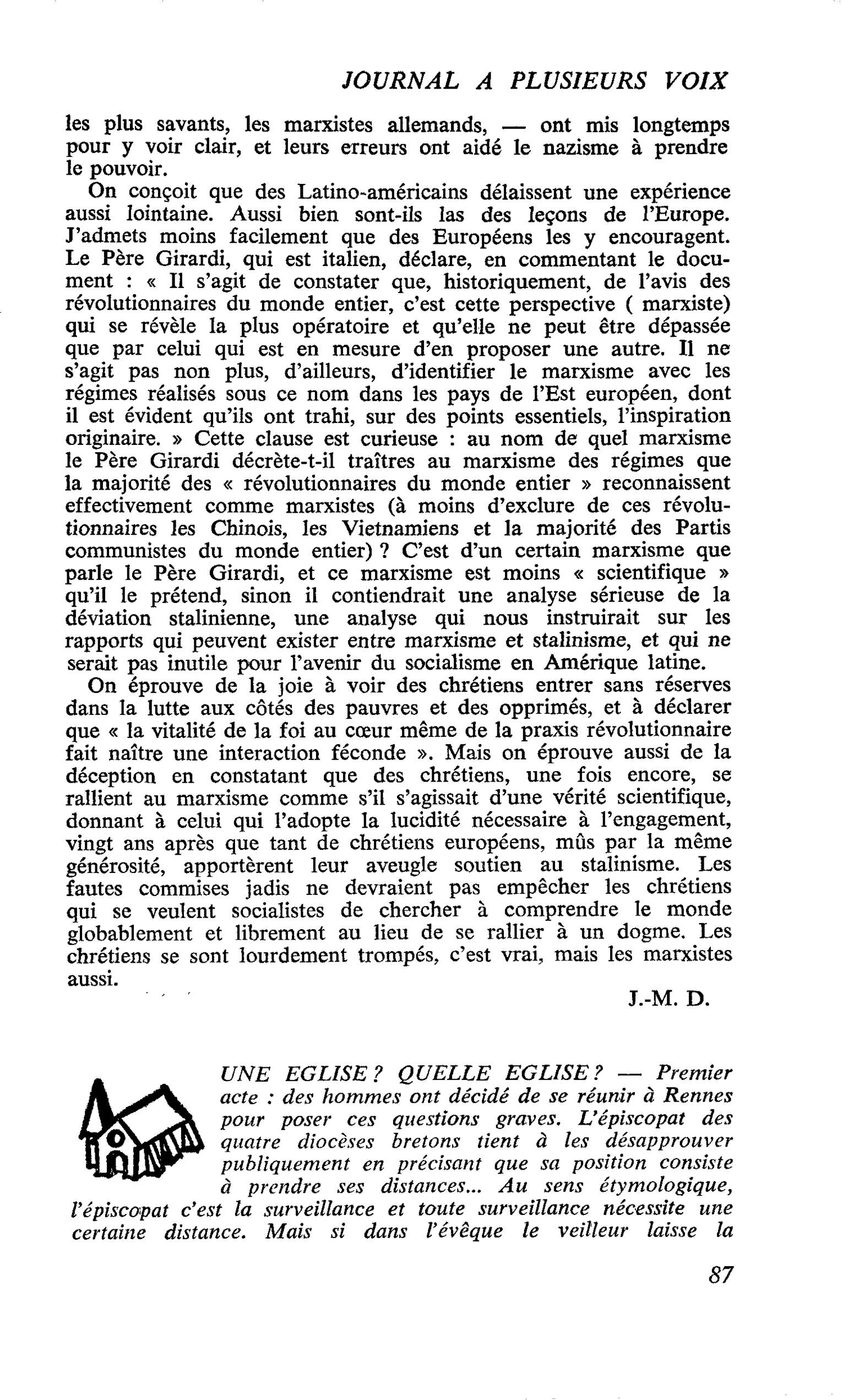 UNE EGLISE? QUELLE EGLISE ?