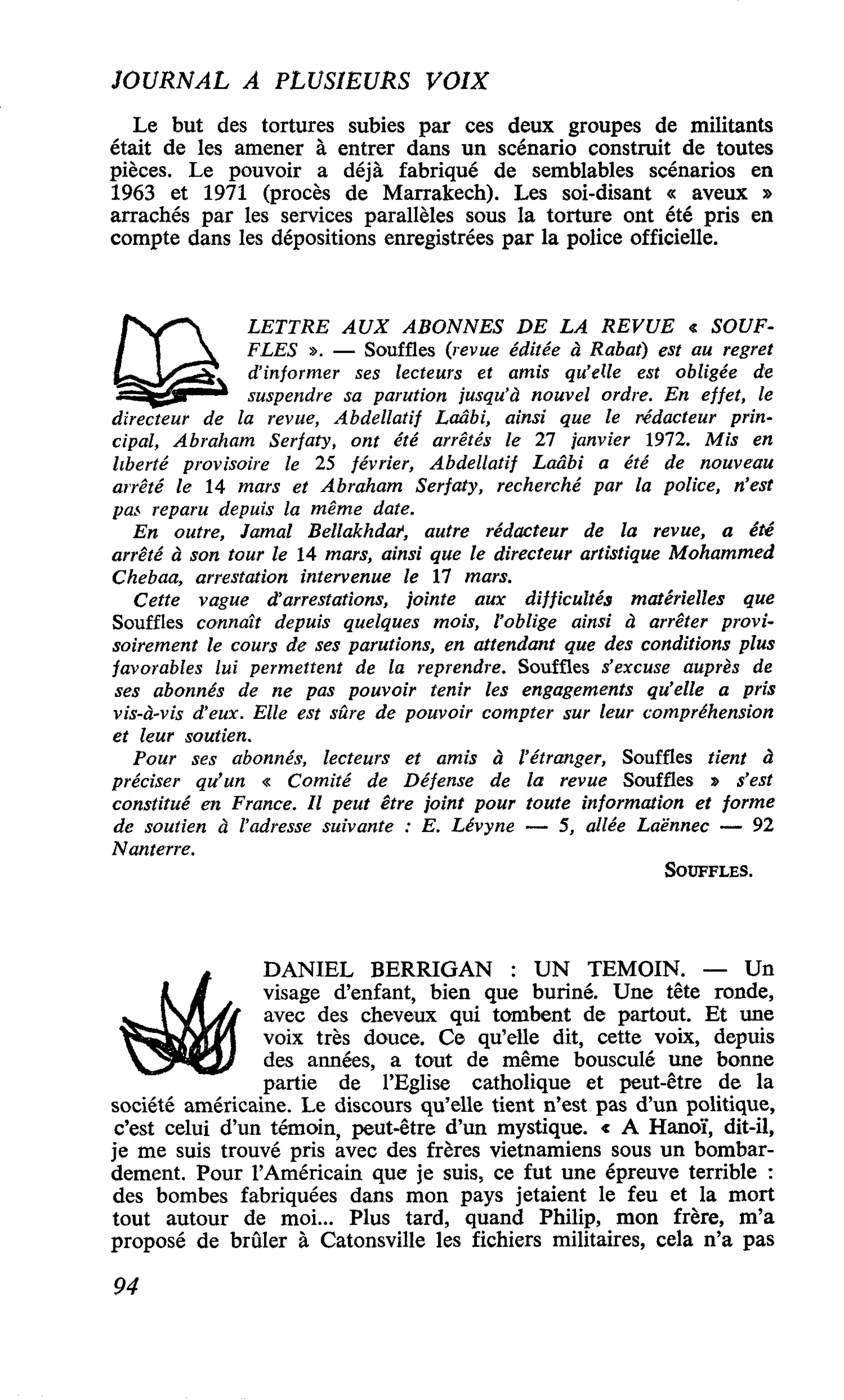 DANIEL BERRIGAN : UN TEMOIN
