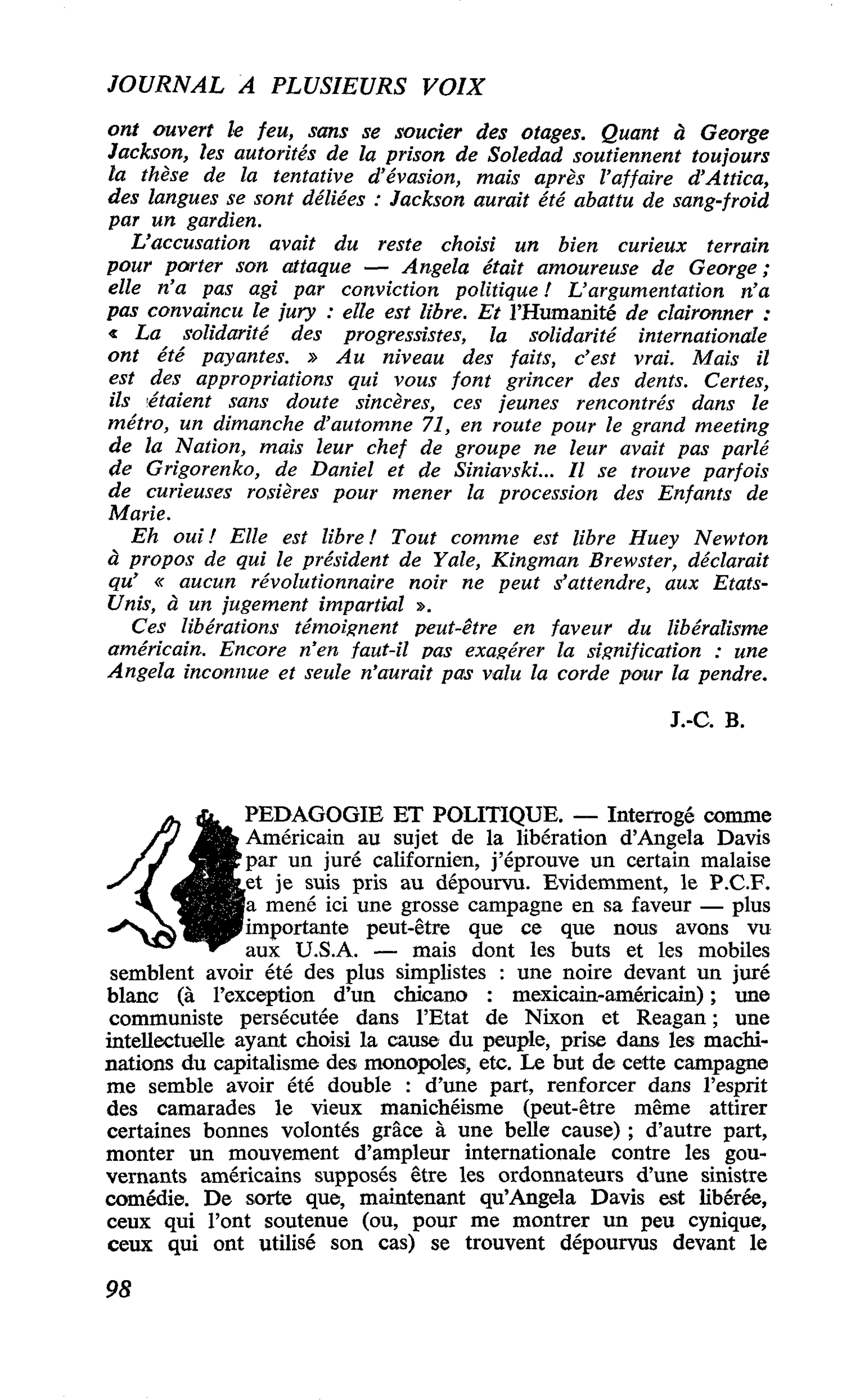 PEDAGOGIE ET POLITIQUE