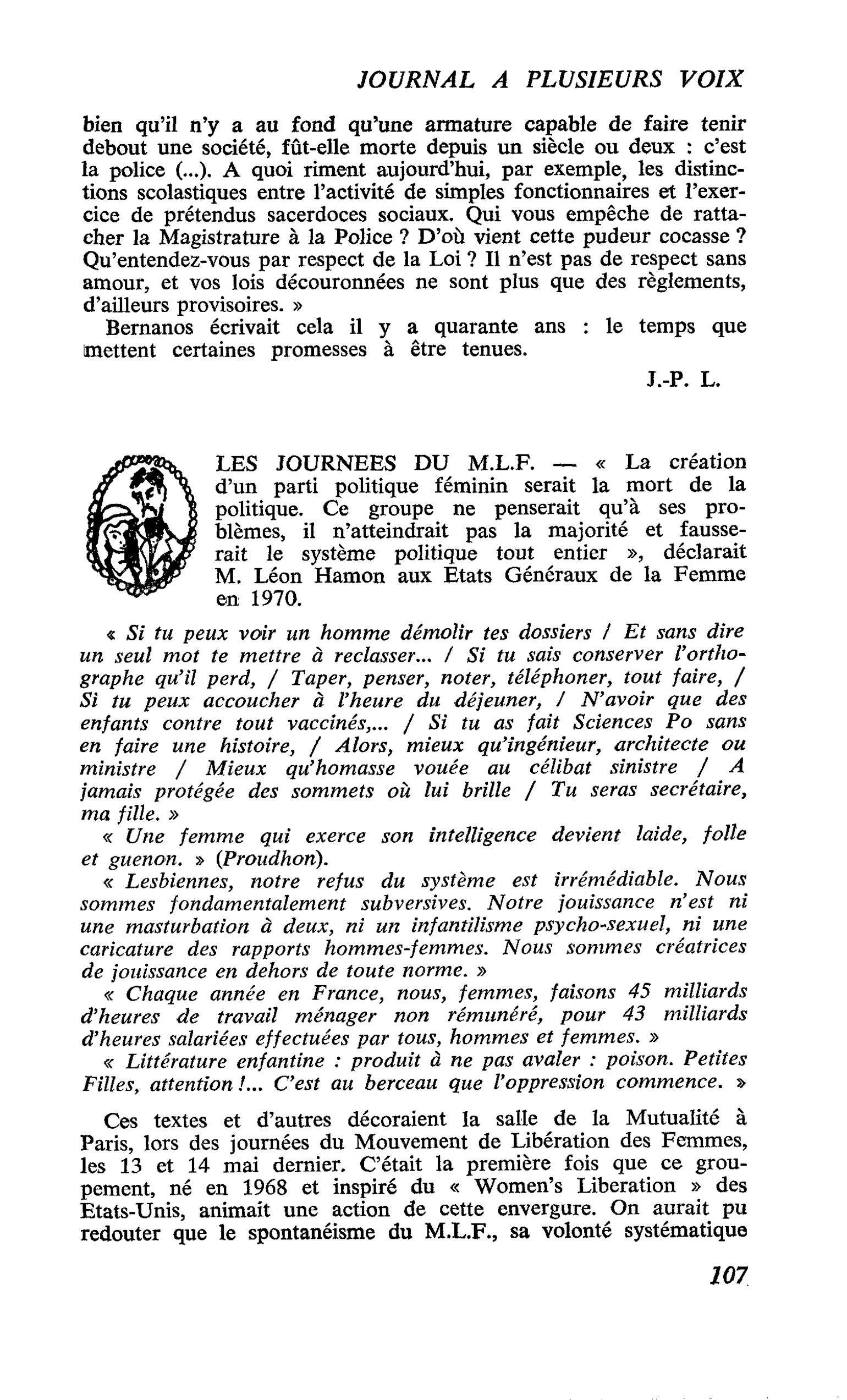 LES JOURNEES DU M.L.F.