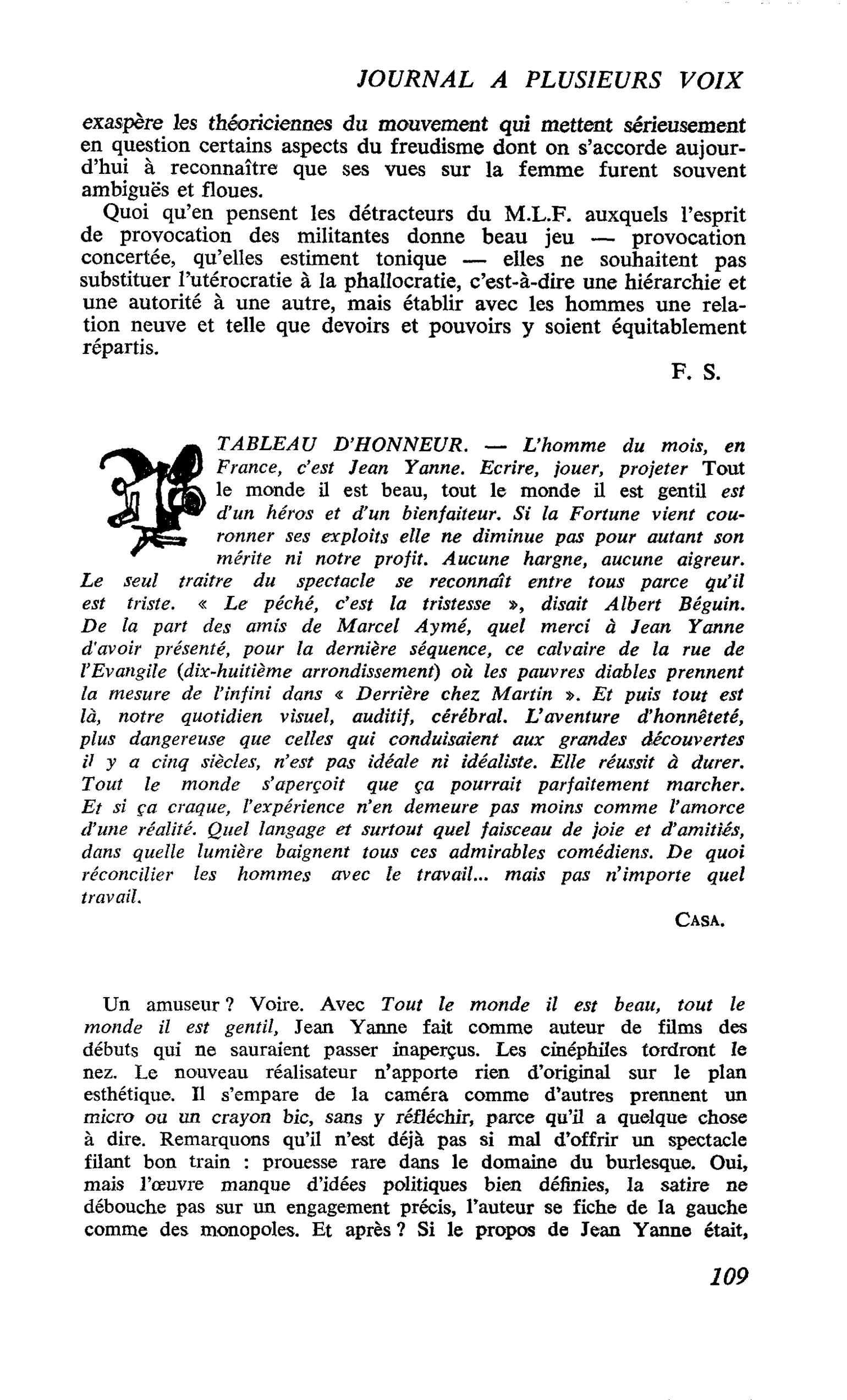 TABLEAU D’HONNEUR