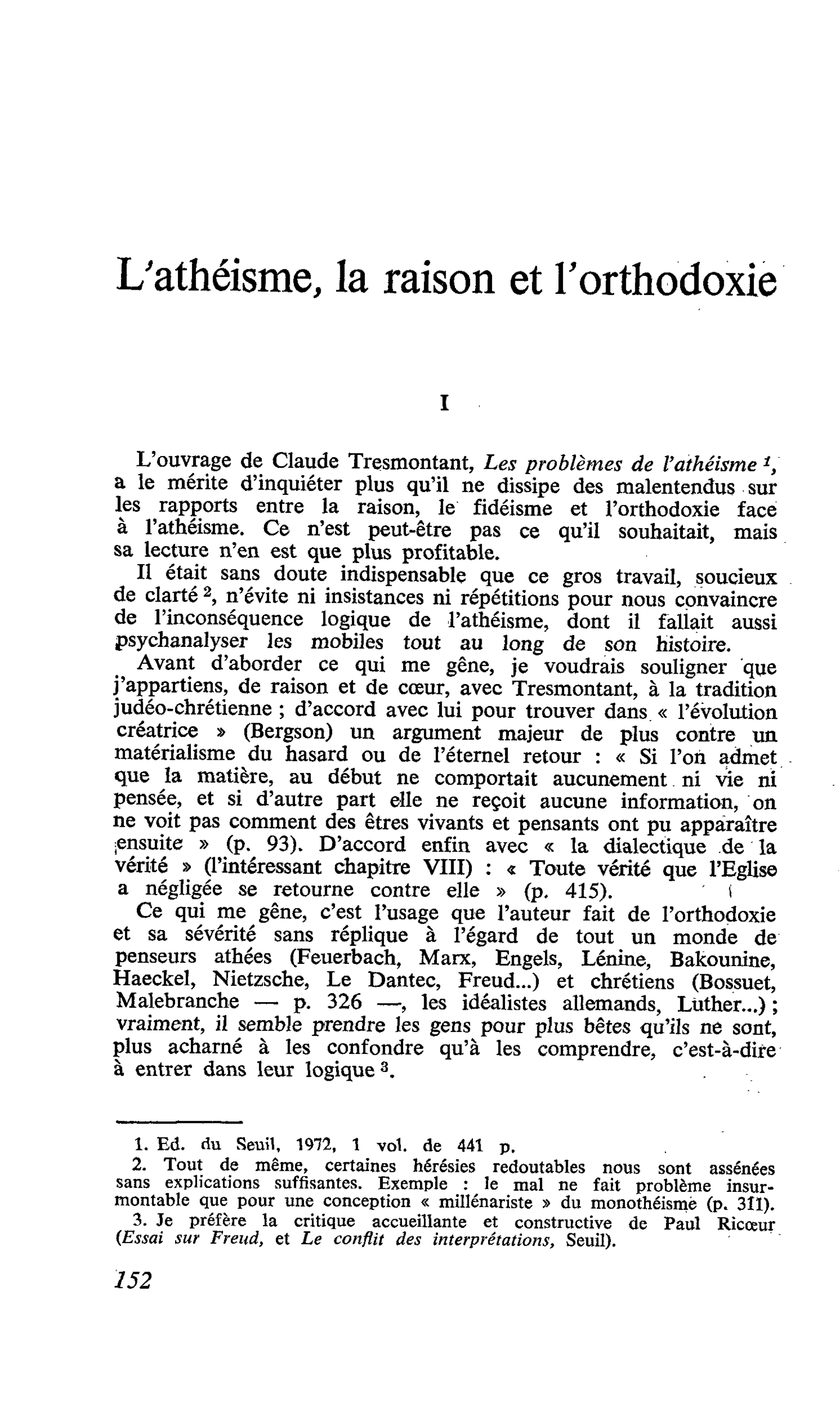 L’athéisme, la raison et l’orthodoxie