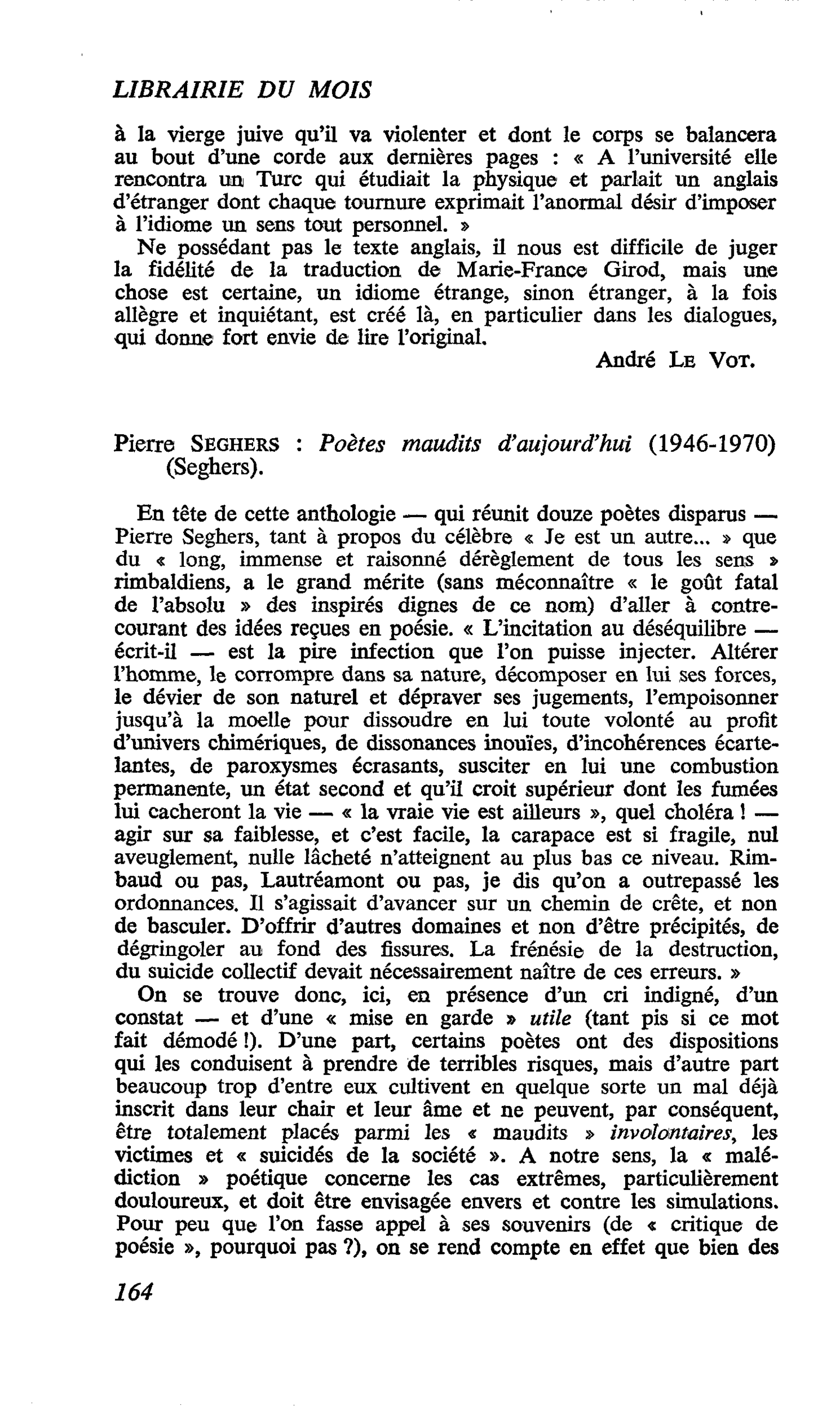 Pierre Seghers : Poètes maudits d’aujourd’hui
