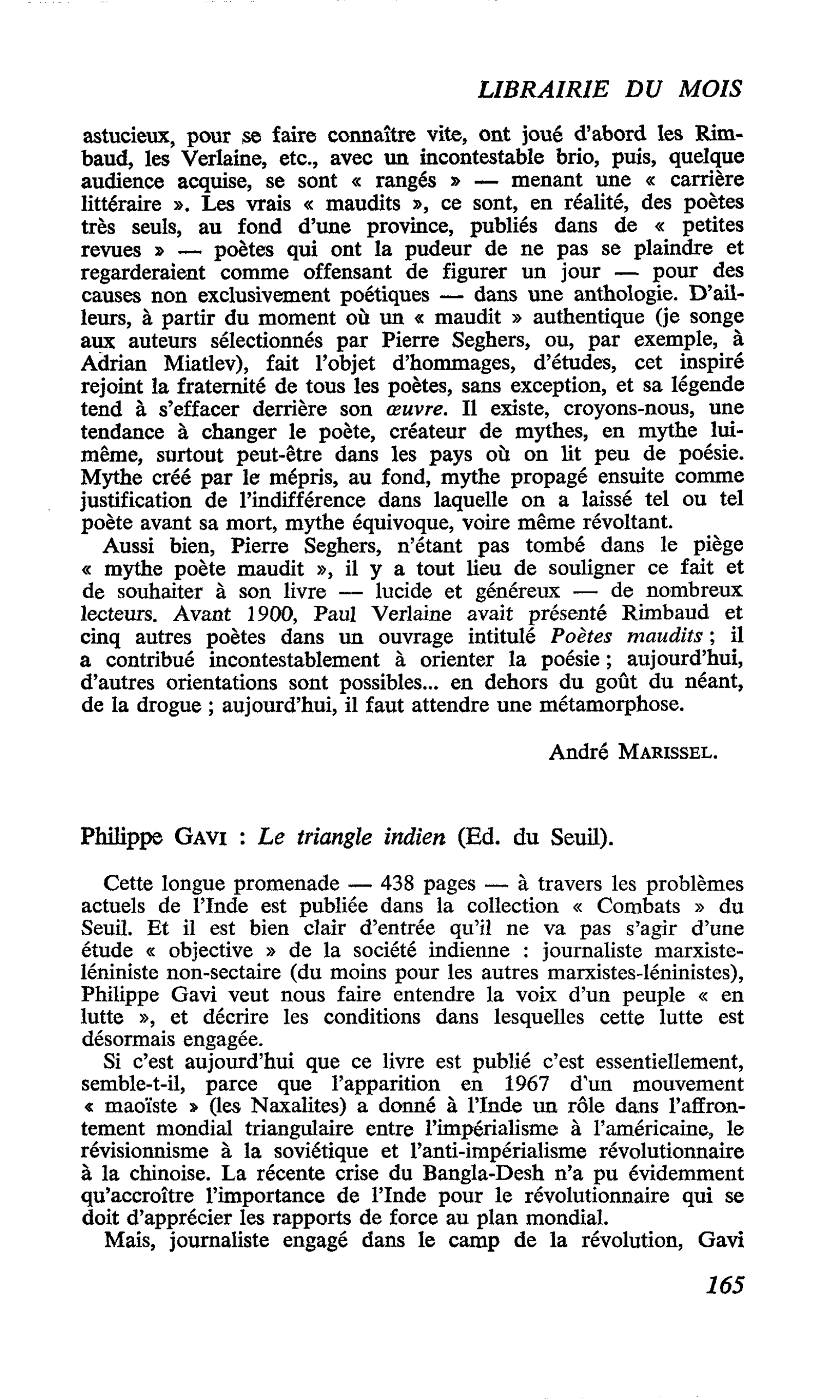 Philippe Gavi : Le triangle indien