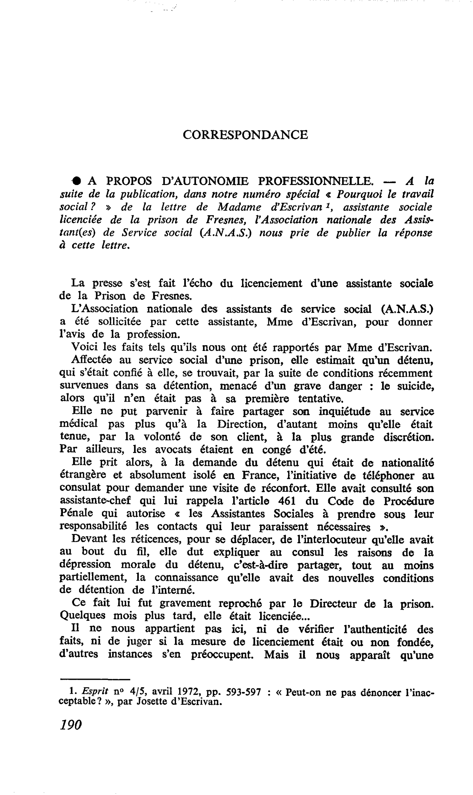 A PROPOS D’AUTONOMIE PROFESSIONNELLE