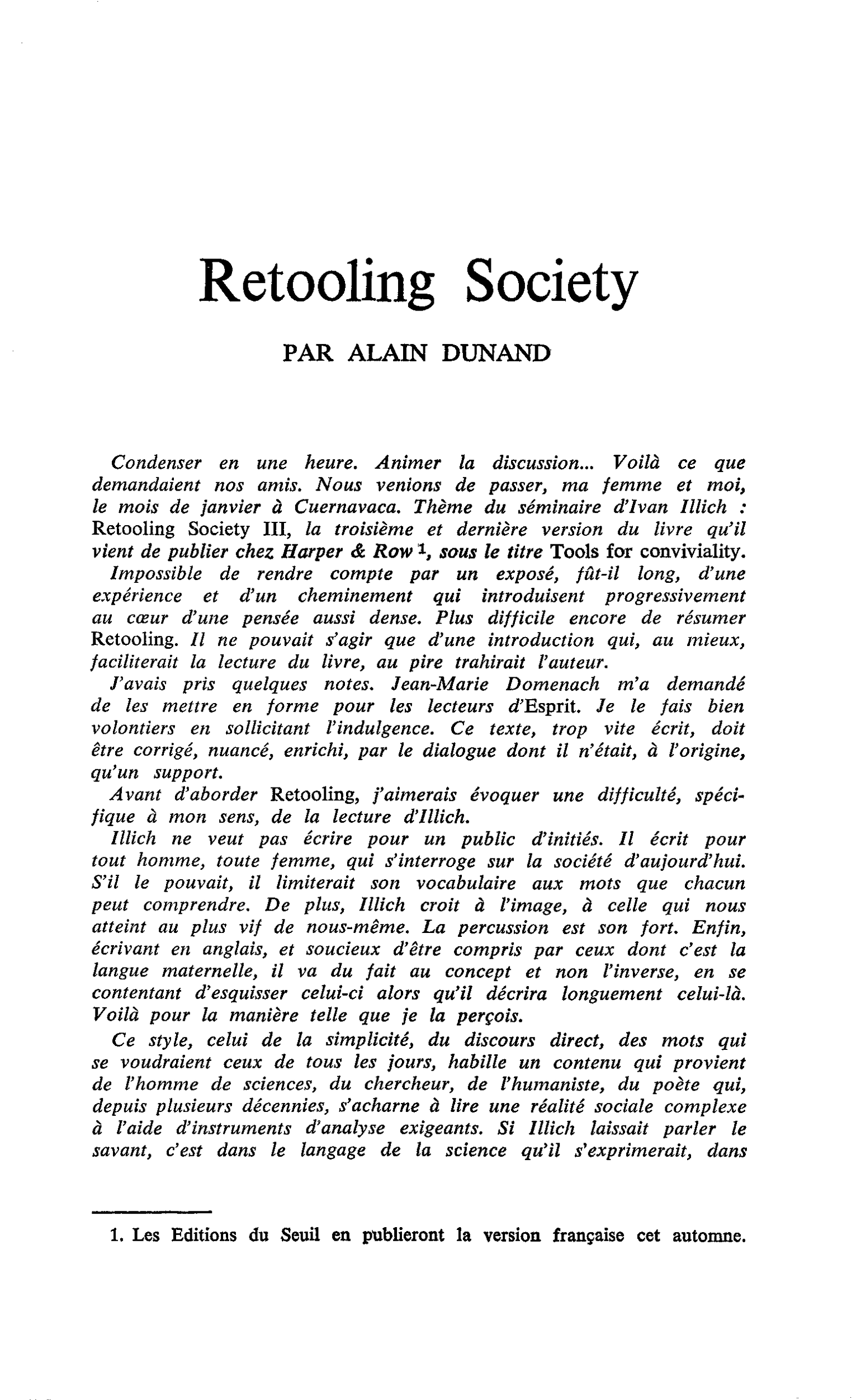 Retooling Society