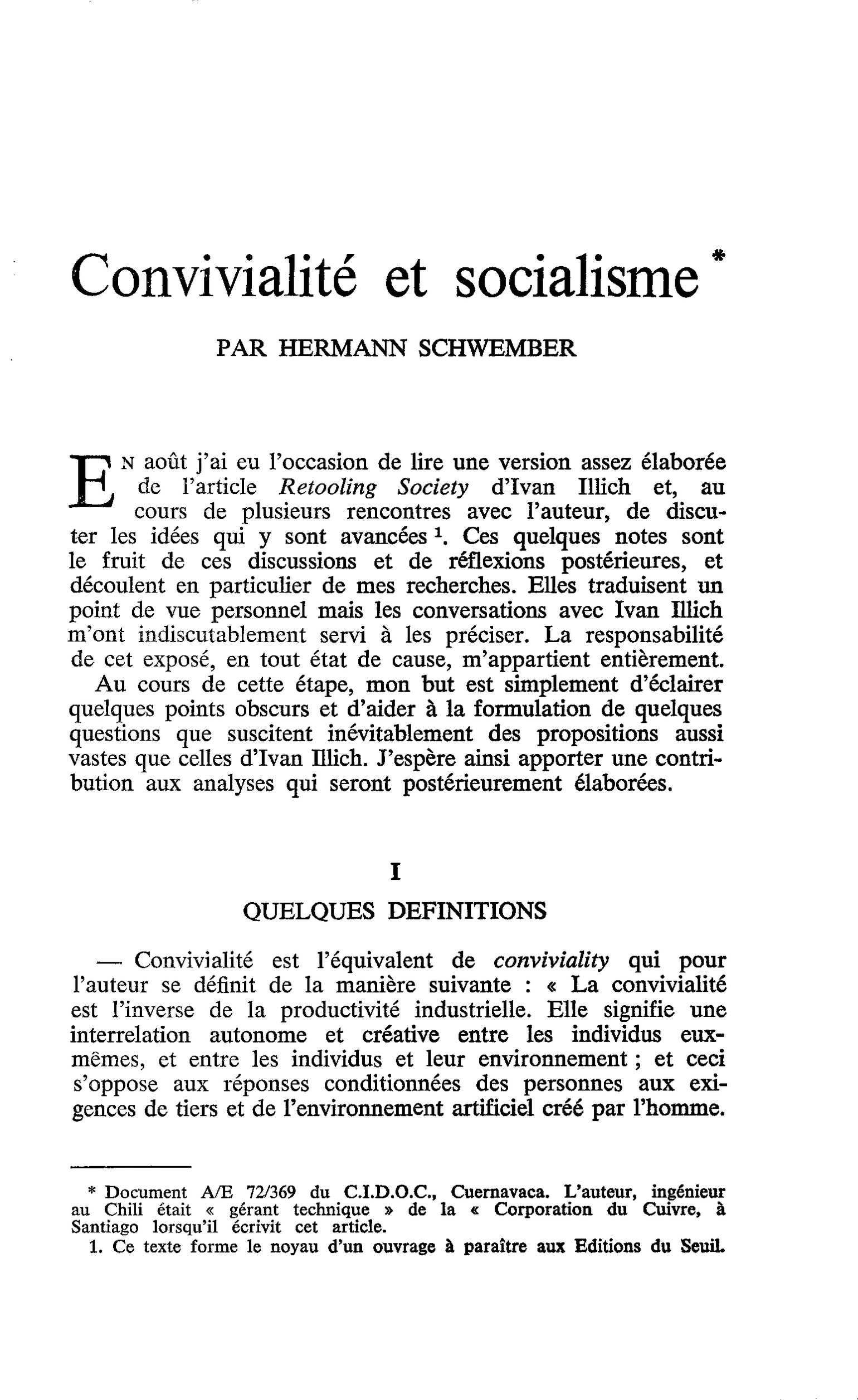 Convivialité et socialisme