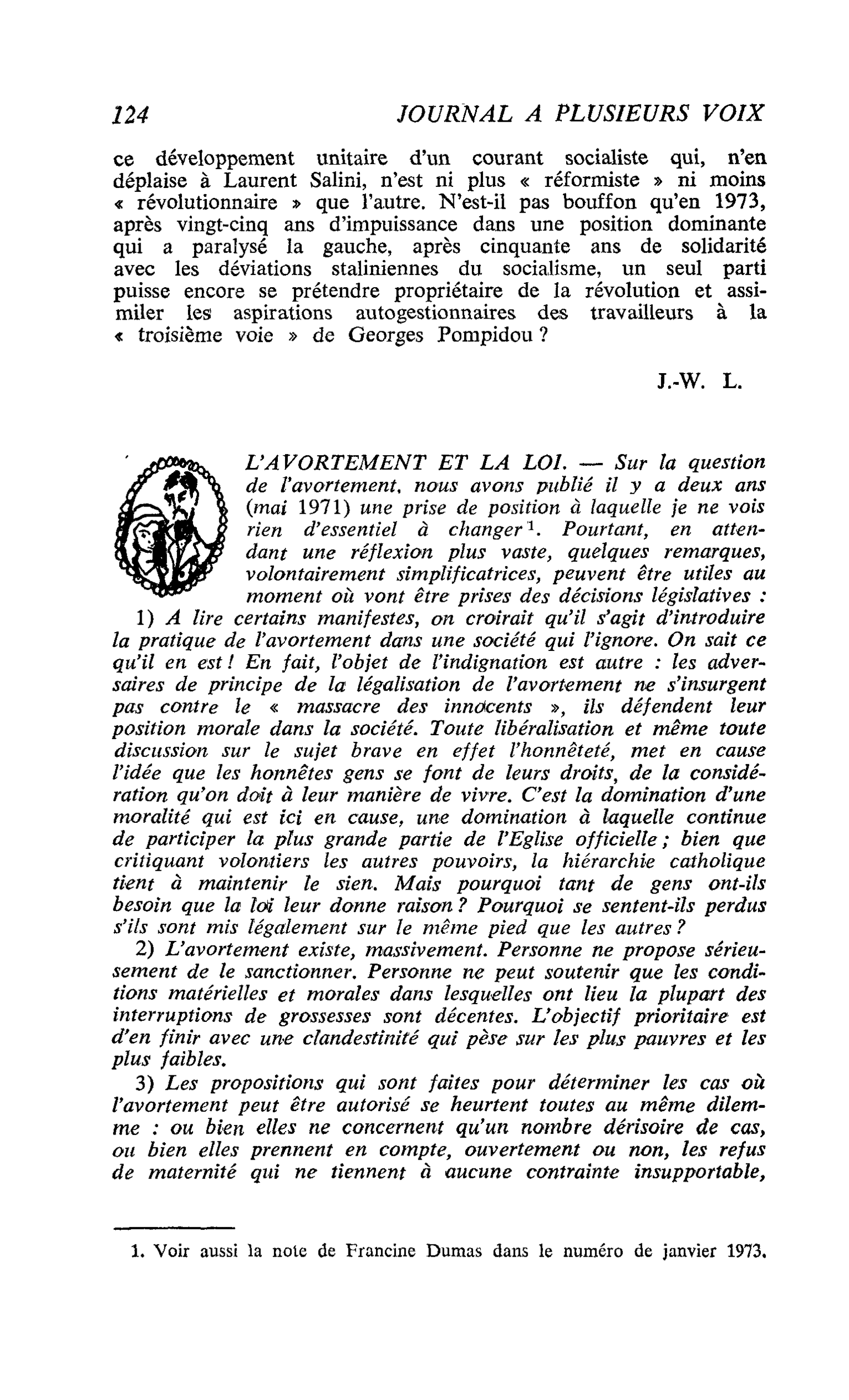 L’AVORTEMENT ET LA LOI