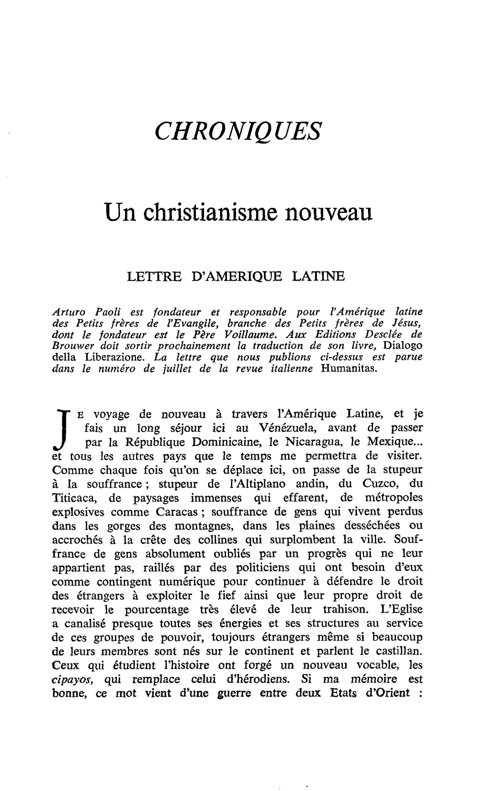 Un christianisme nouveau