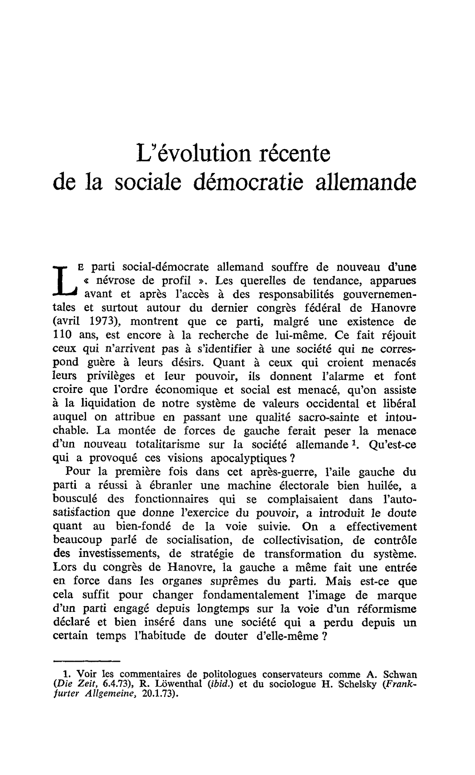L’évolution récente de la sociale démocratie allemande