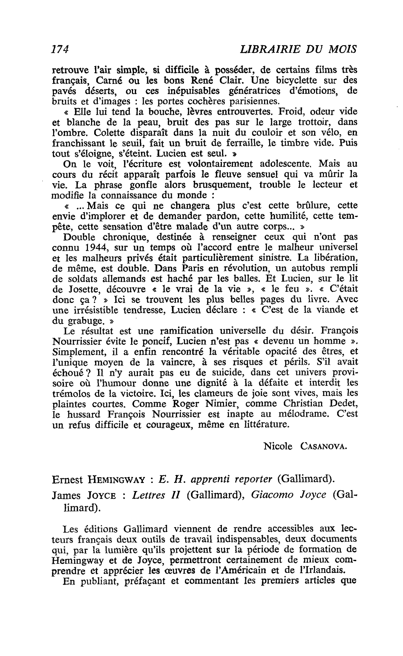 Ernest Hemingway : E. H. apprenti reporter. James Joyce : Lettres II, Giacomo Joyce