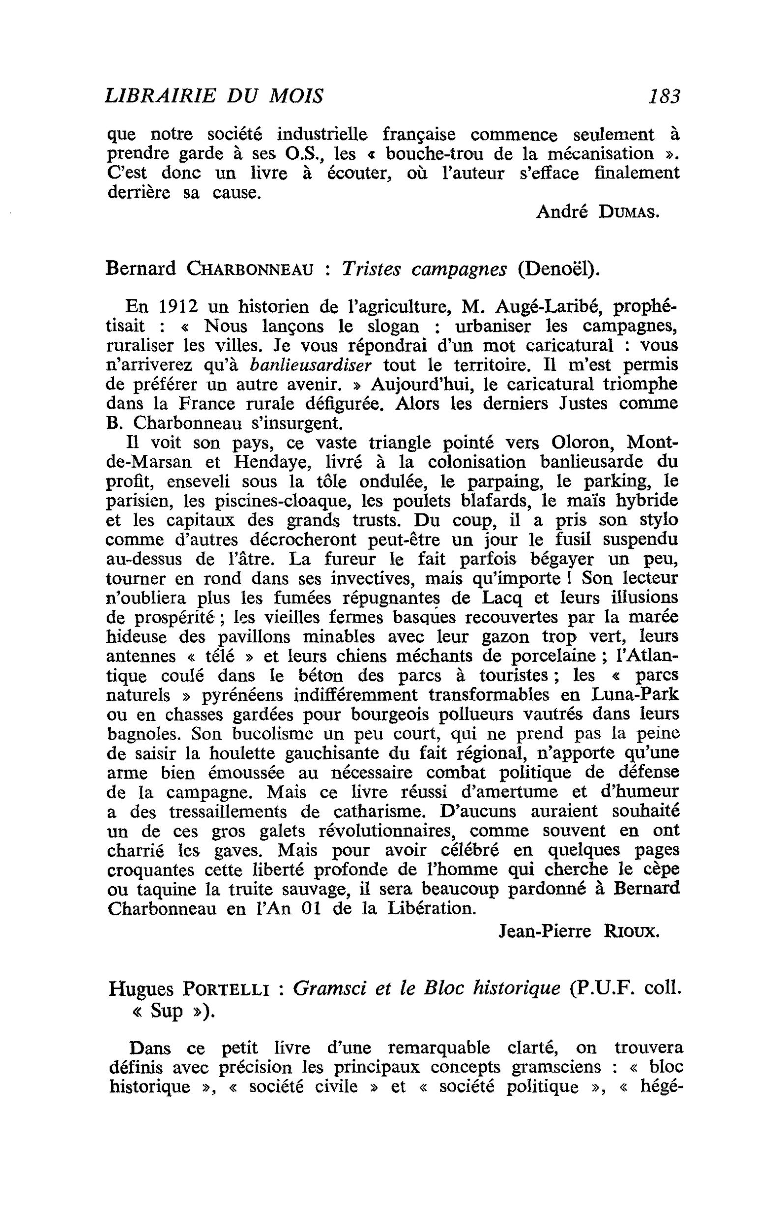 Bernard Charbonneau : Tristes campagnes
