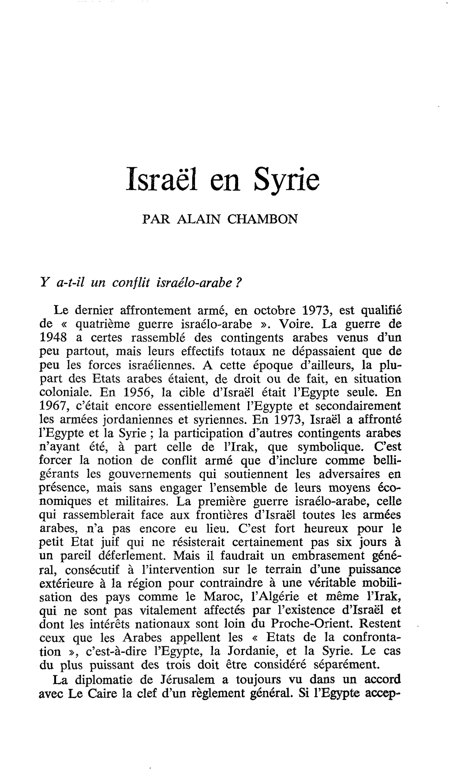 Israël en Syrie
