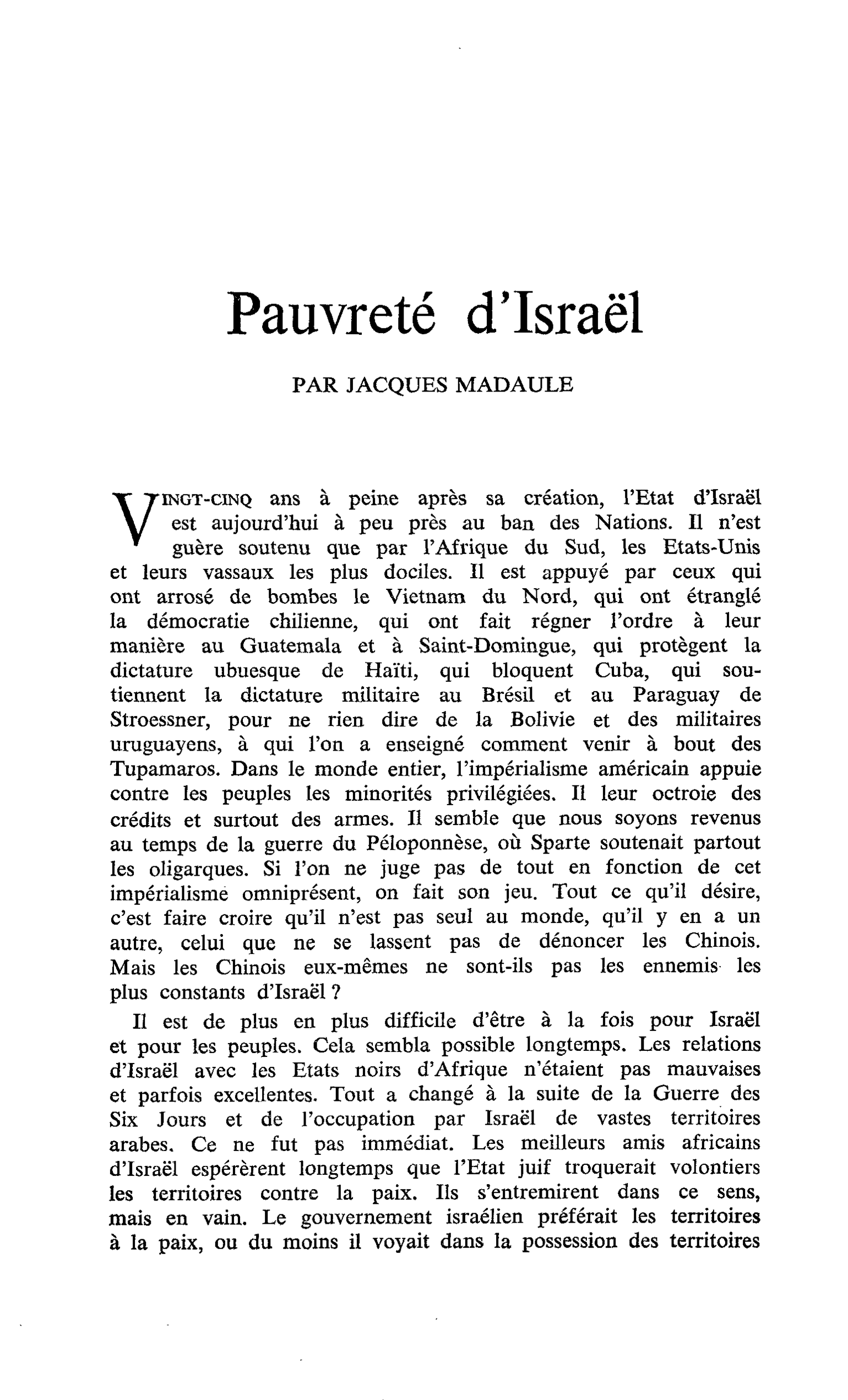 Pauvreté d’Israël