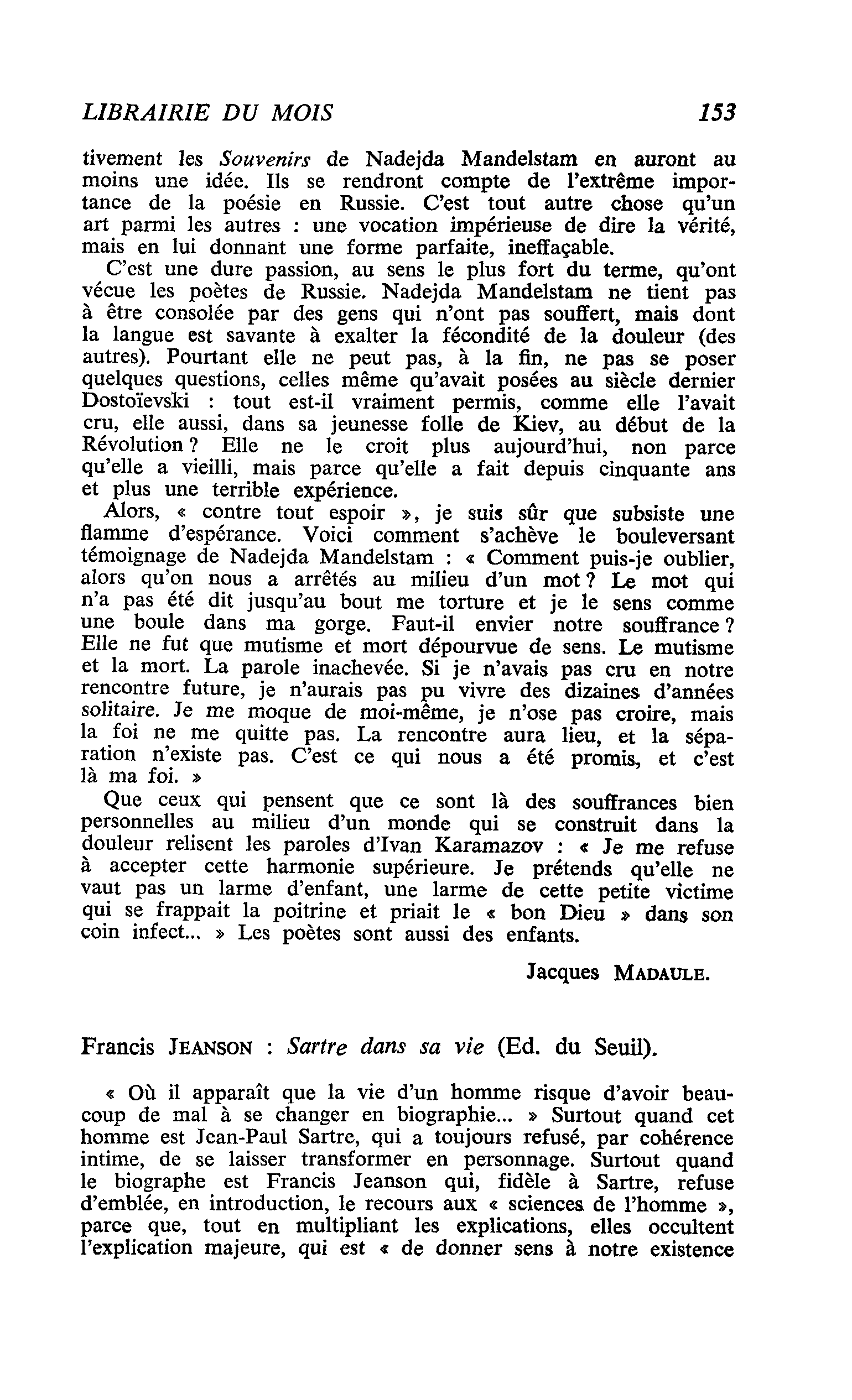Francis Jeanson : Sartre dans sa vie