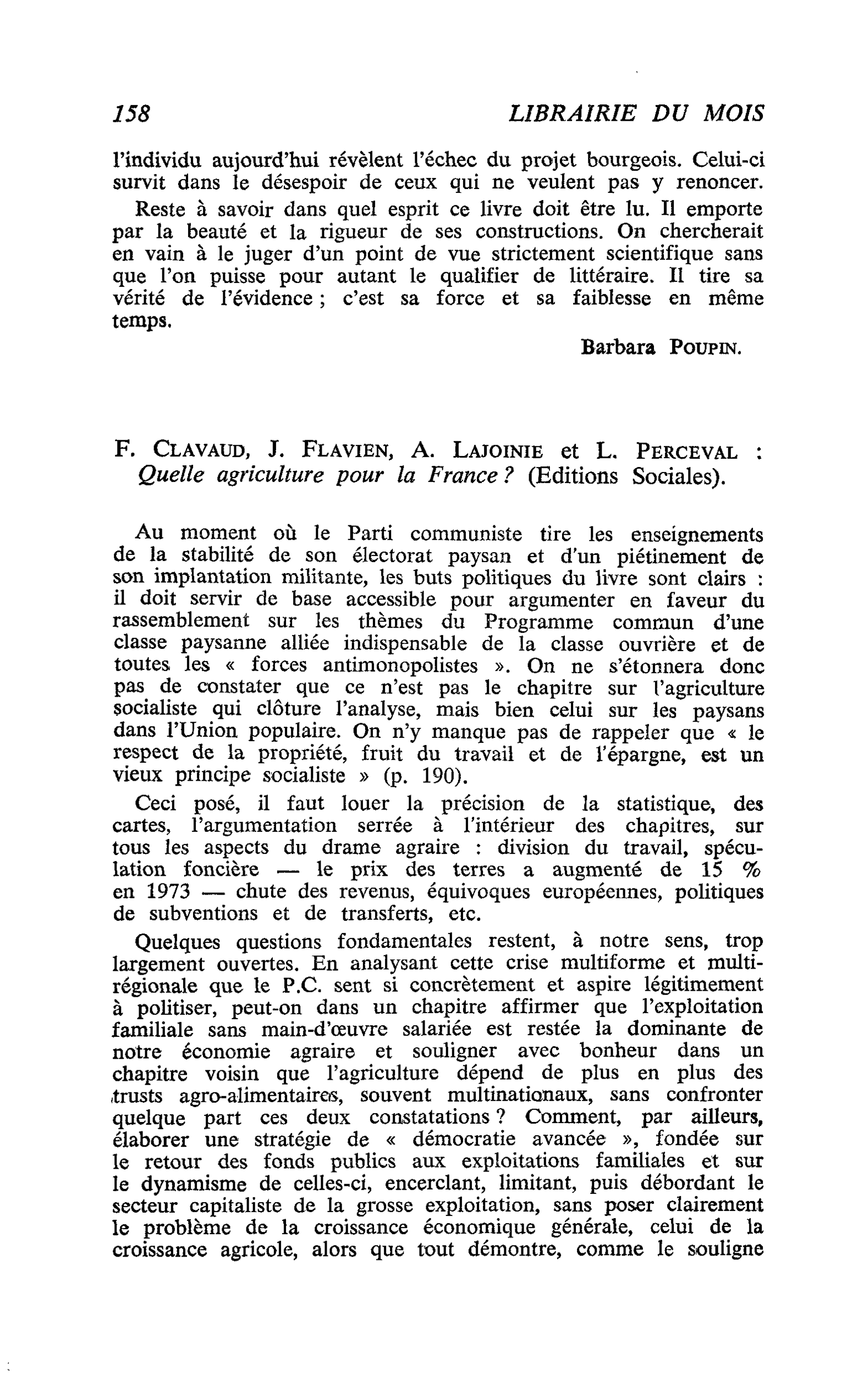 F. Clavaud, J. Flavien, A. Lajoinie et L. Perceval : Quelle agriculture pour la France?