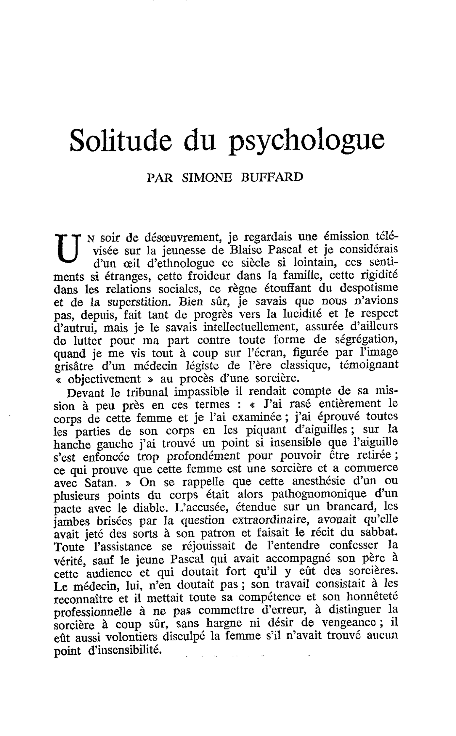 Solitude du psychologue