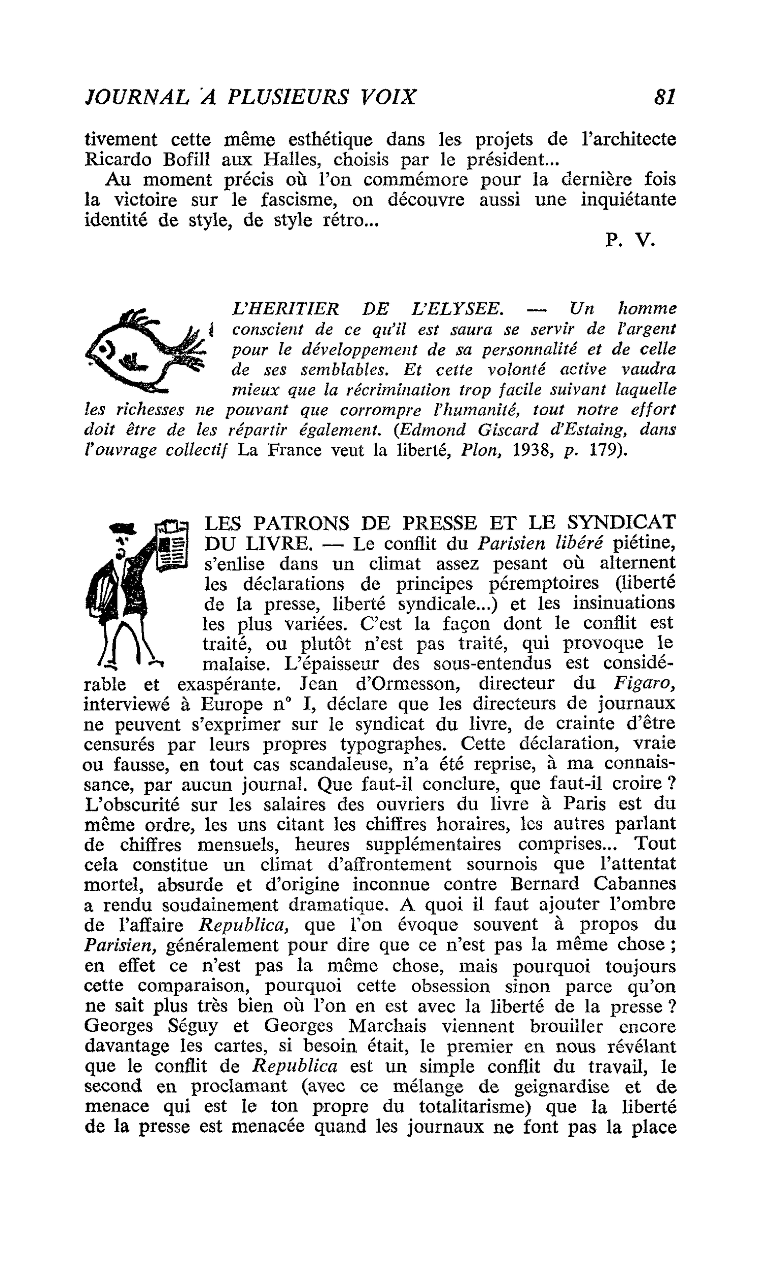 LES PATRONS DE PRESSE ET LE SYNDICAT DU LIVRE