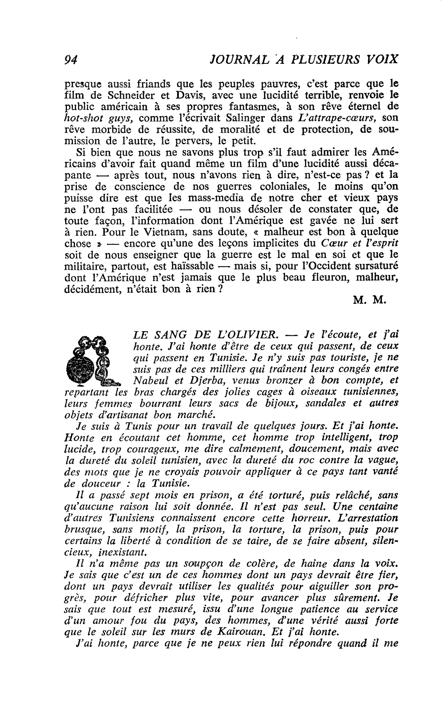 LE SANG DE L’OLIVIER