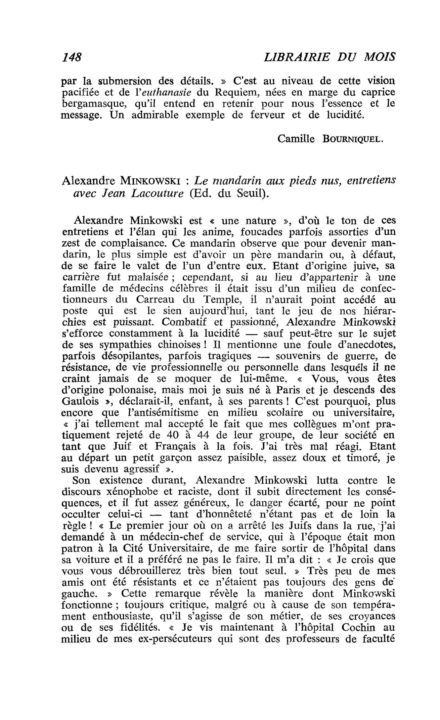 Alexandre Minkowski : Le mandarin aux pieds nus, entretiens avec Jean Lacouture