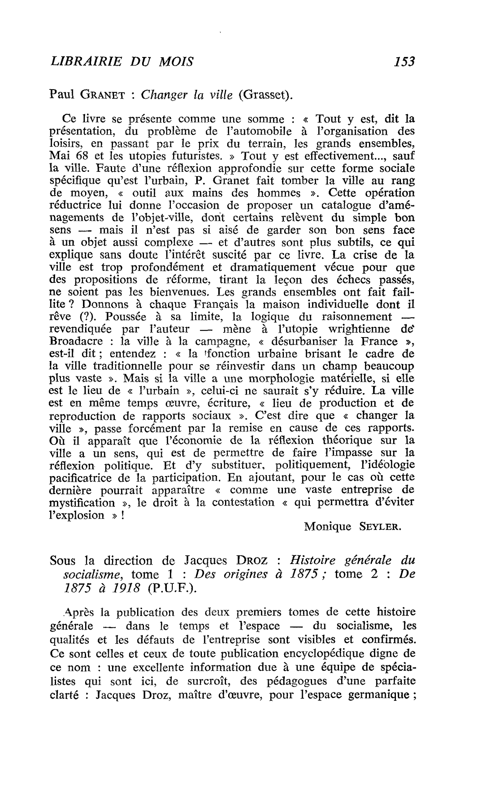 Sous la direction de Jacques Droz : Histoire générale du socialisme, tome 1 : Des origines à 1875 ; tome 2 : De 1875 à 1918