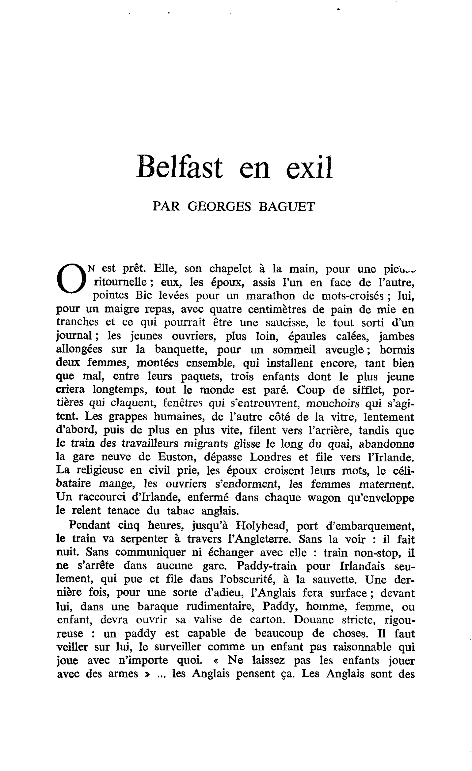 Belfast en exil