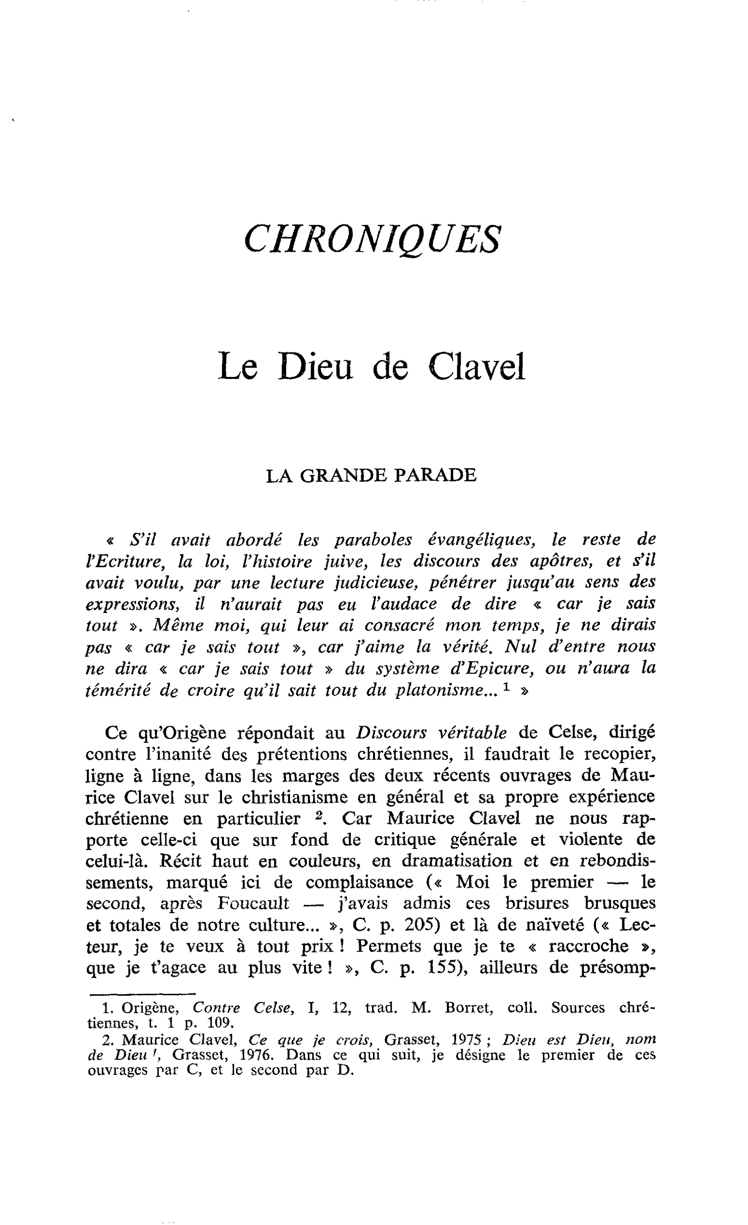 Le Dieu de Clavel